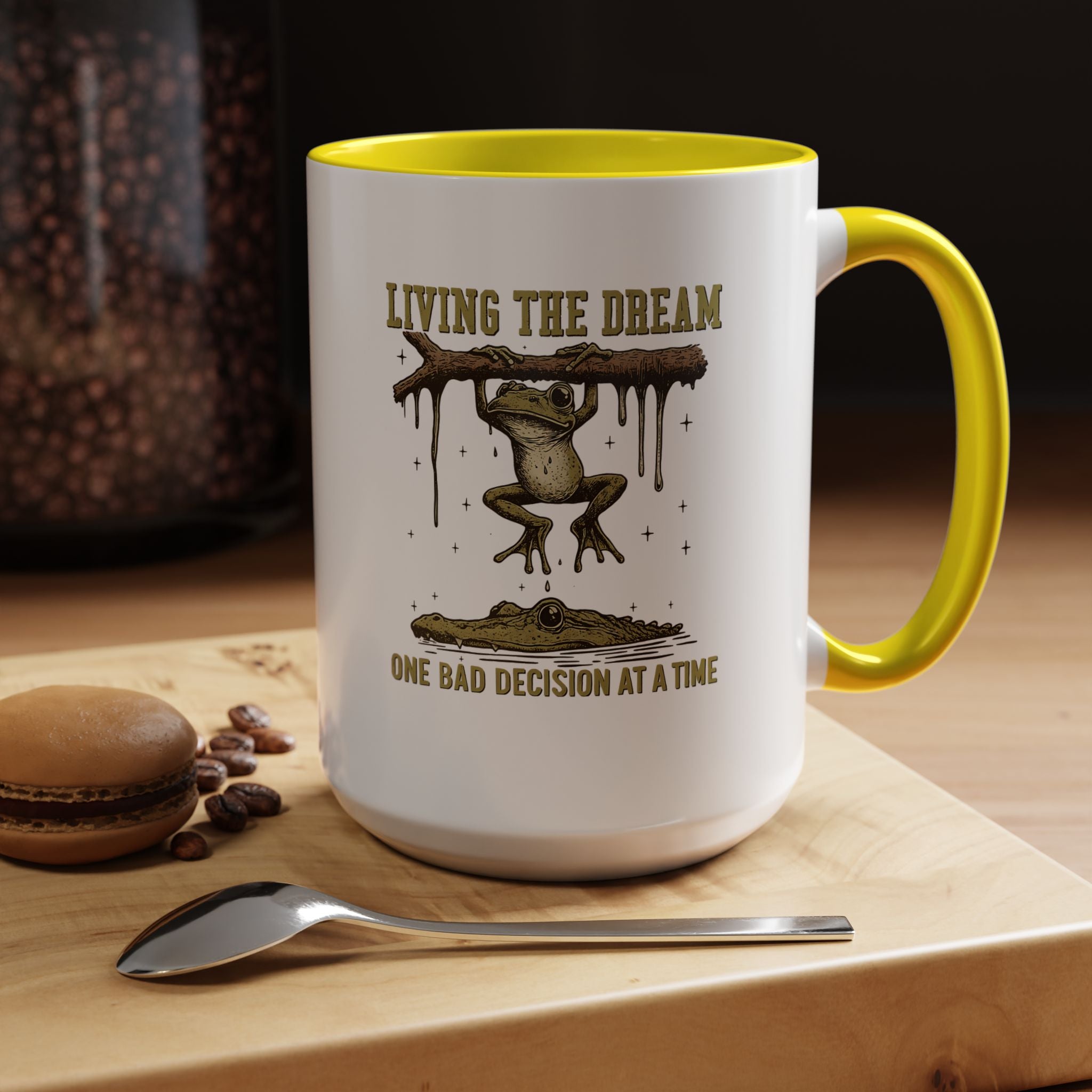 Living The Dream One Bad Decision | Funny Coffee Mug, Sarcastic Tea Cup, Unique Gift Idea