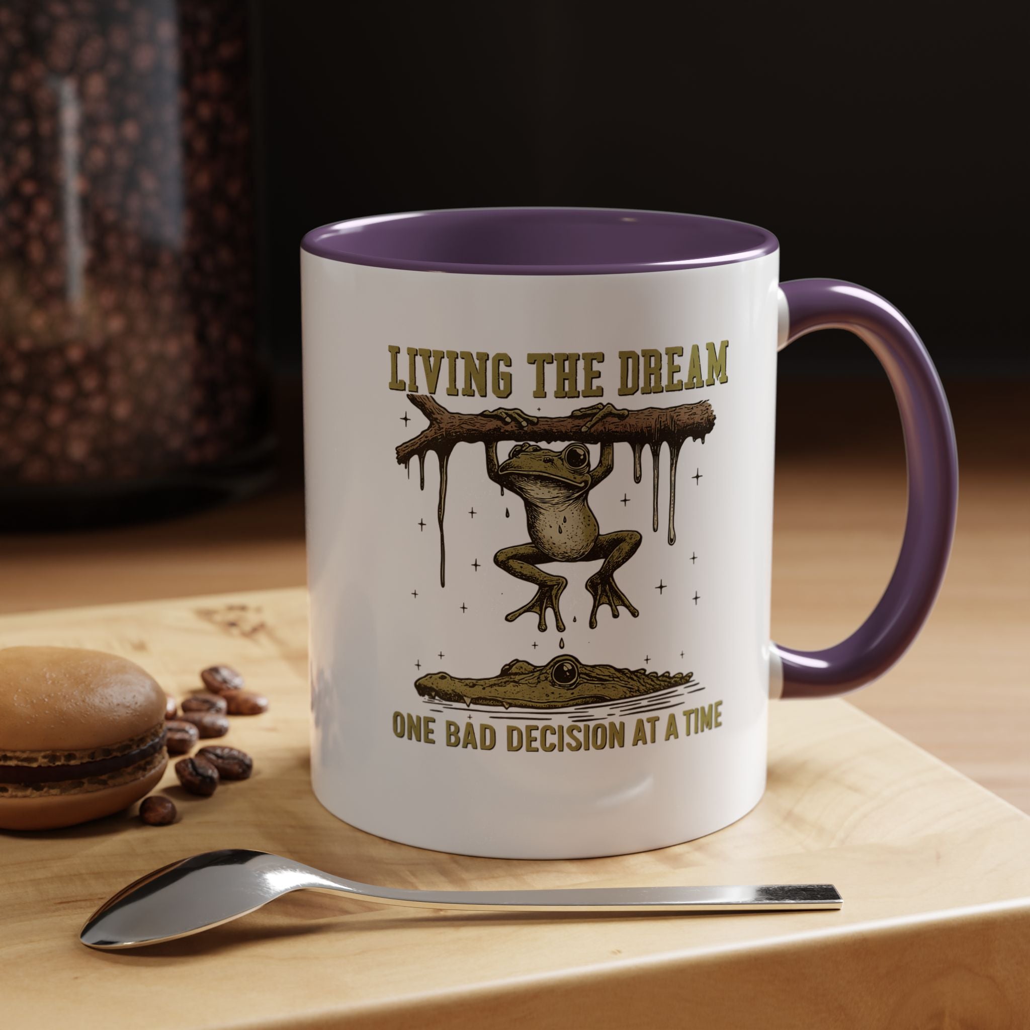 Living The Dream One Bad Decision | Funny Coffee Mug, Sarcastic Tea Cup, Unique Gift Idea