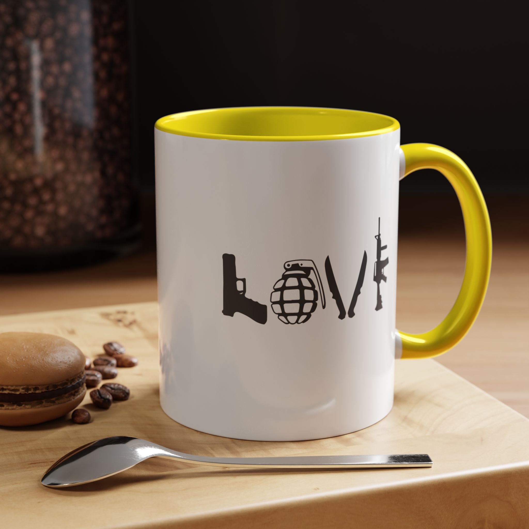 Love Guns | Funny Coffee Mug, Sarcastic Tea Cup, Unique Gift Idea