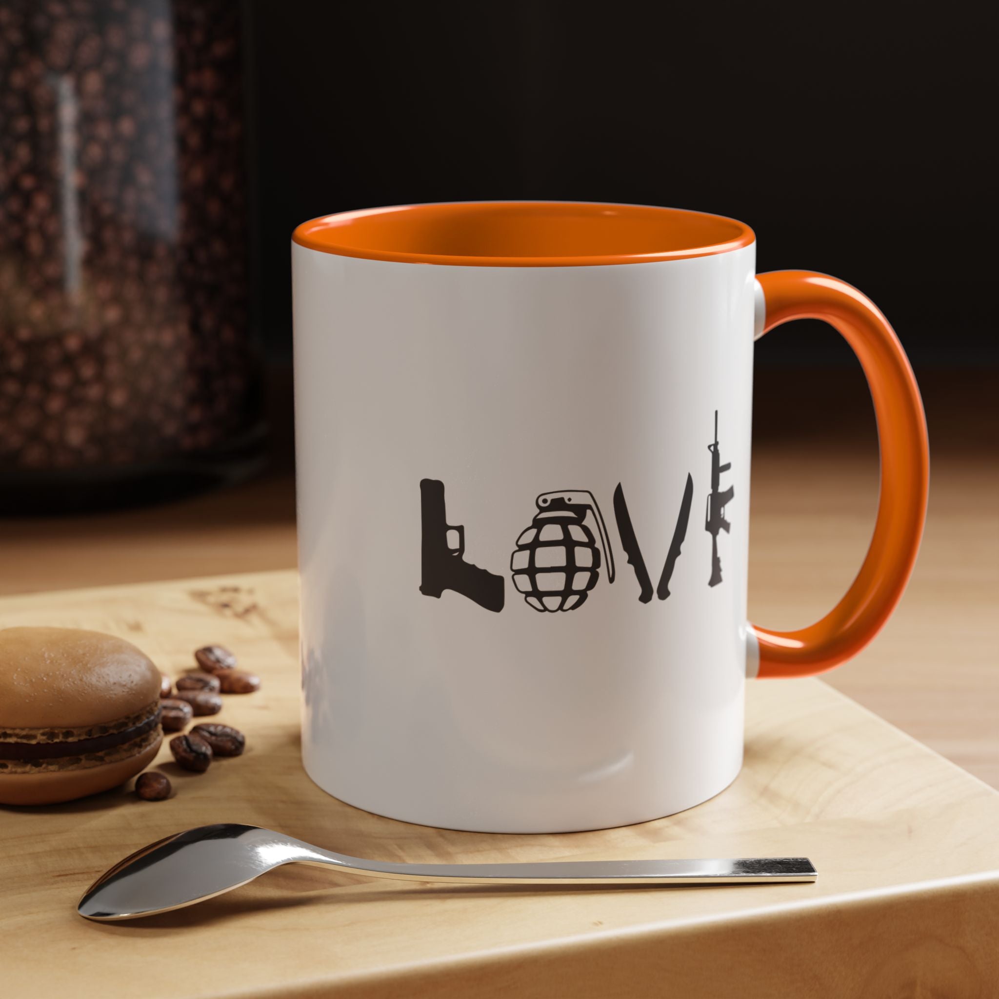 Love Guns | Funny Coffee Mug, Sarcastic Tea Cup, Unique Gift Idea