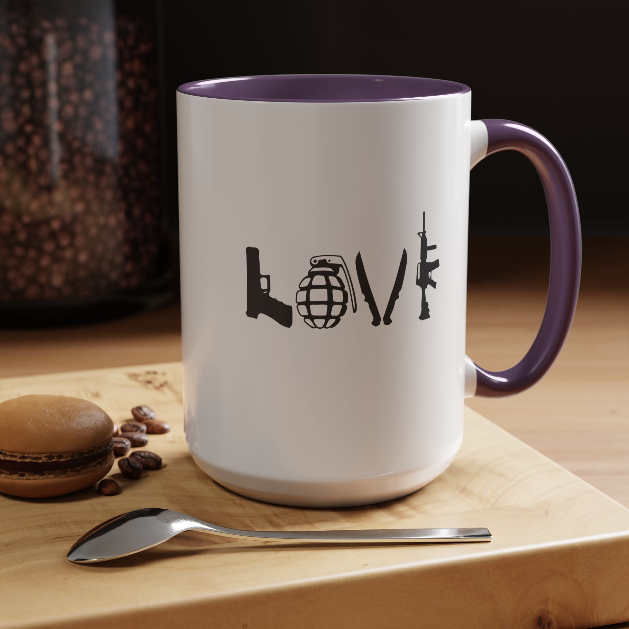 Love Guns | Funny Coffee Mug, Sarcastic Tea Cup, Unique Gift Idea