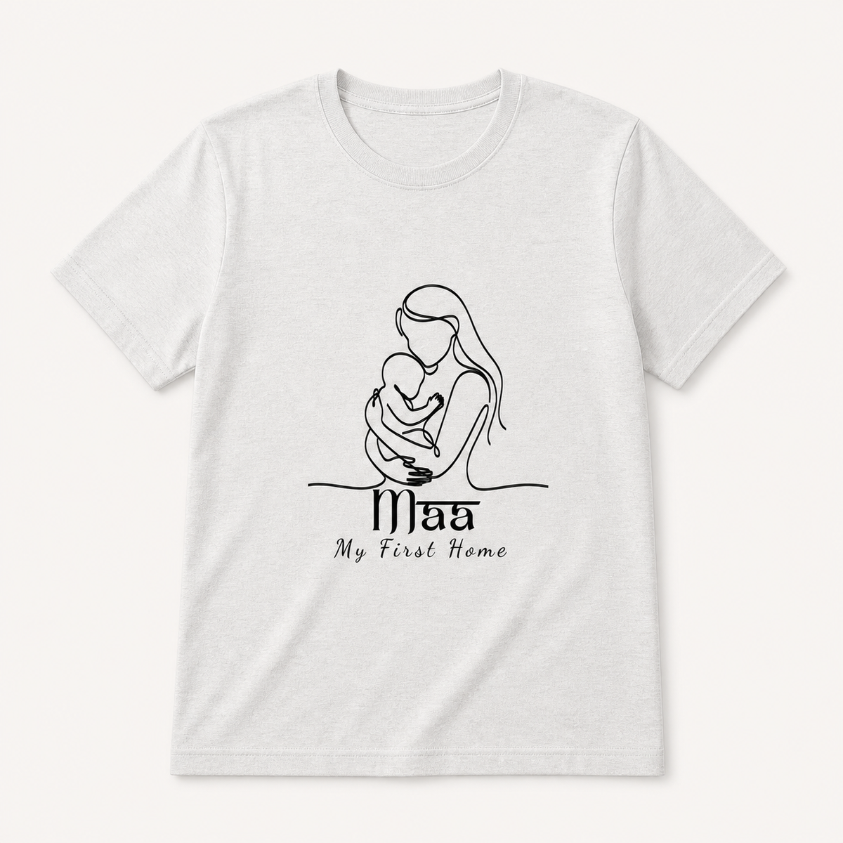 Maa My First Home mother and baby line art silver T-shirt front product image