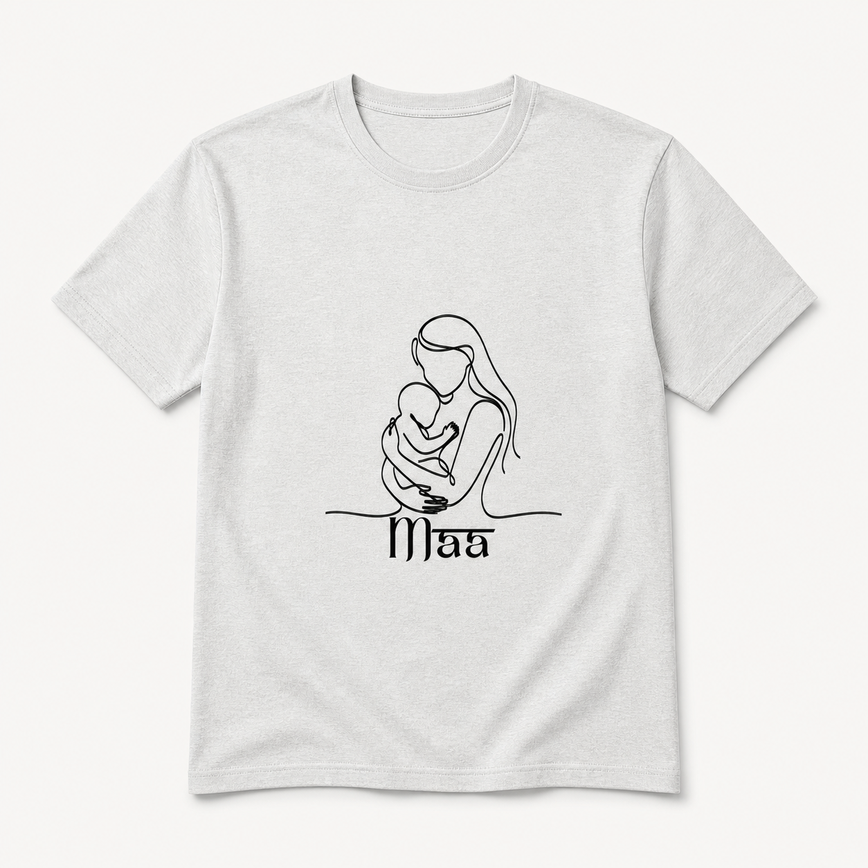 Maa mother and child line art silver T-shirt front product image