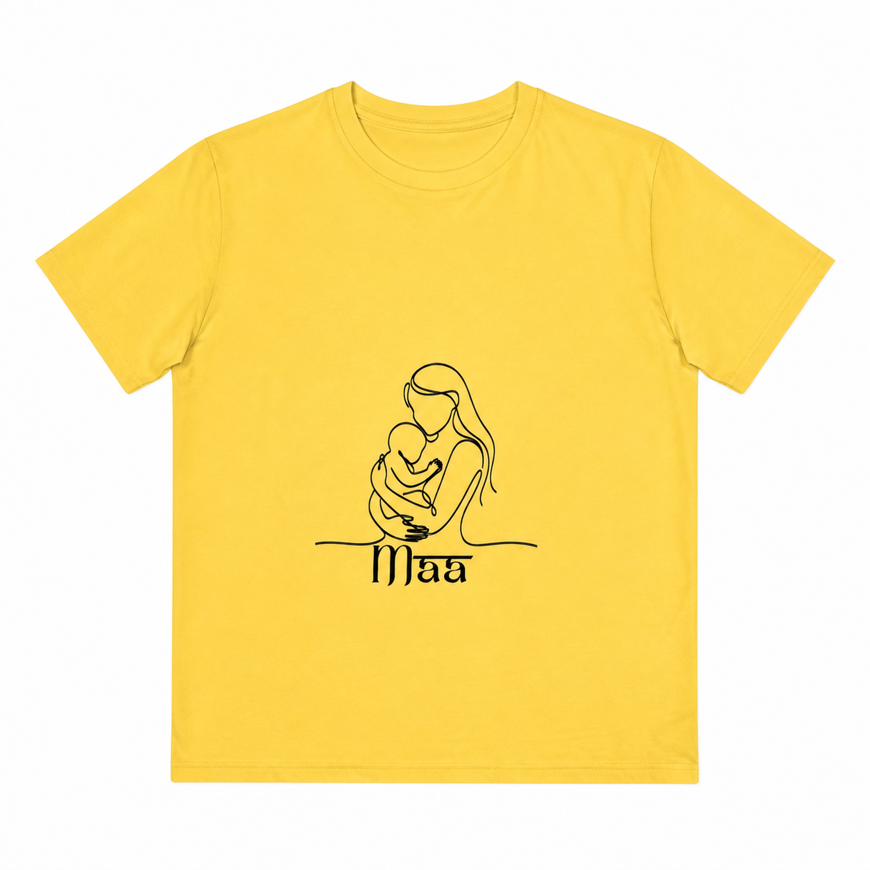 Yellow Maa Mother and Child Line Art T-shirt product view