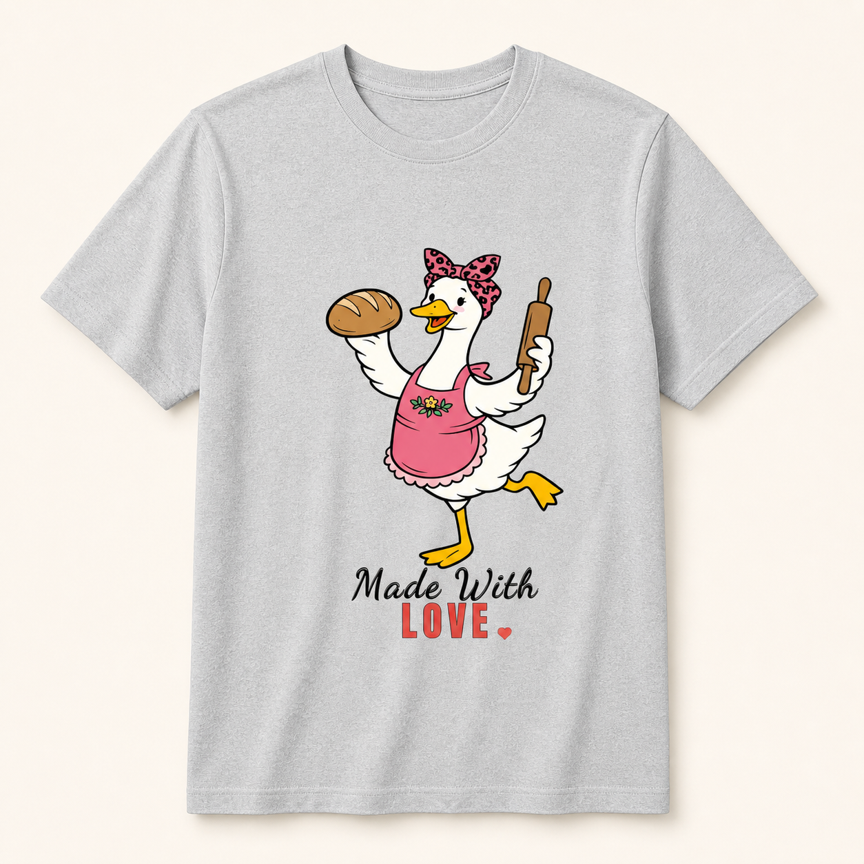 Made With Love Baker Mama Goose silver T-shirt front product image