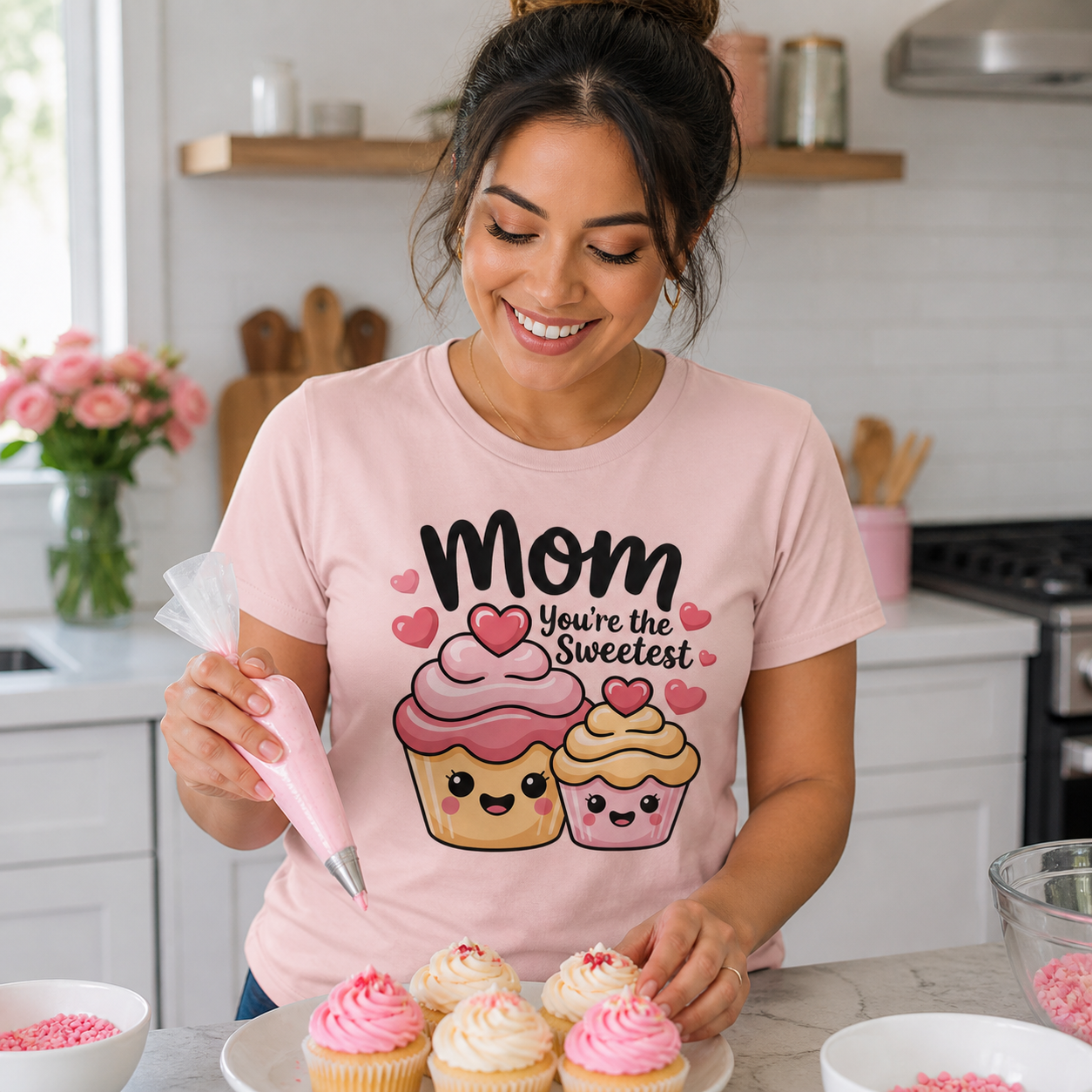 Mom You are the Sweetest cupcake graphic T-shirt lifestyle photo
