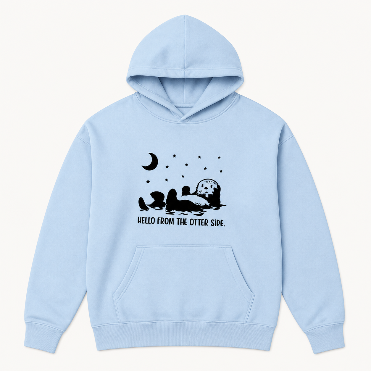 Hello From the Otter Side light blue hoodie front product image