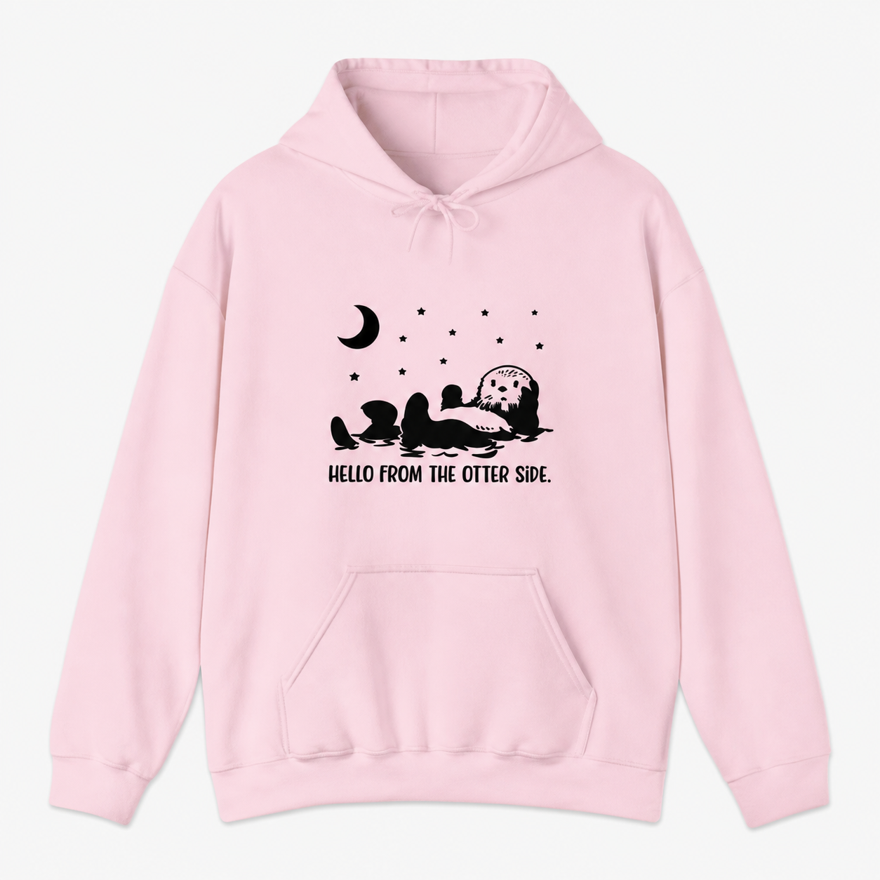 Hello From the Otter Side light pink hoodie front product image