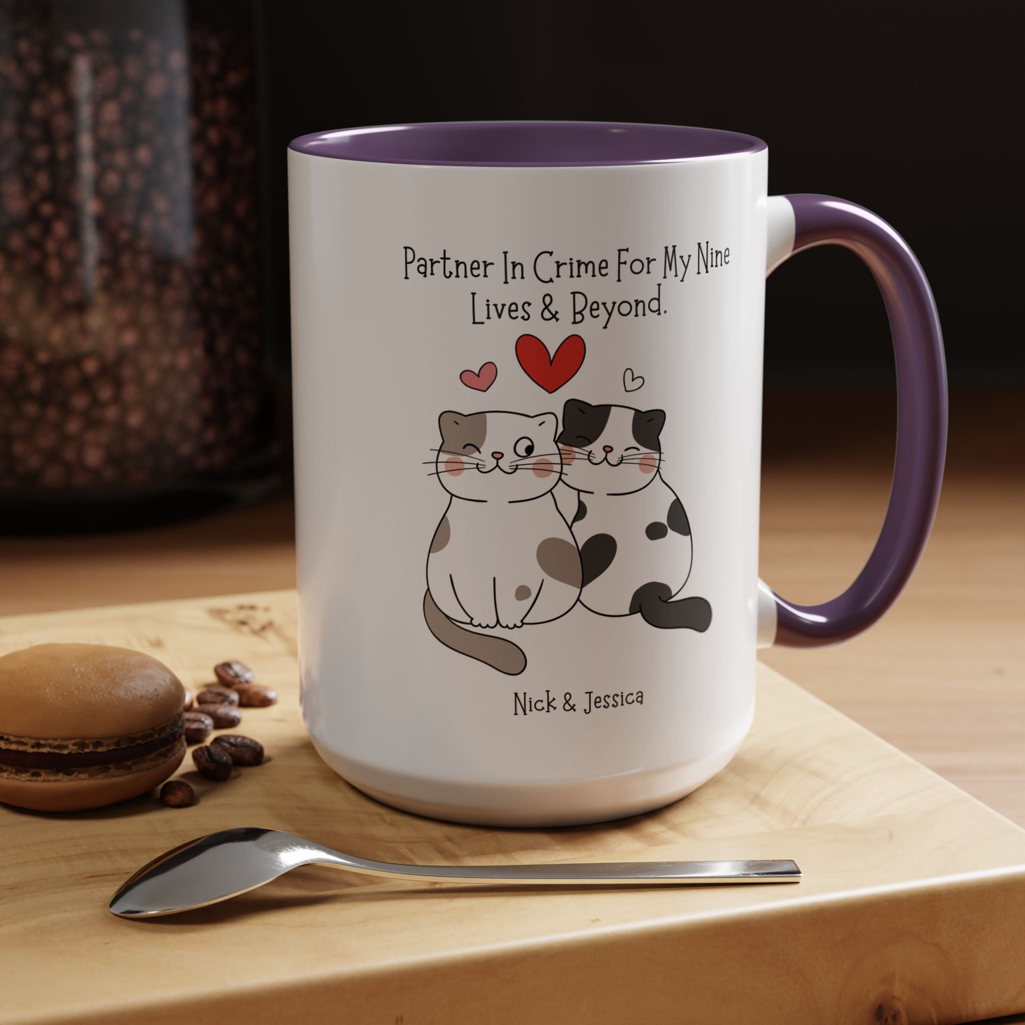 Partner In Crime For My Nine Lives And Beyond Personalized Romantic Mug, Accent Cup 11/15oz, Anniversary Valentines, V-Day Mug, Couples Gift