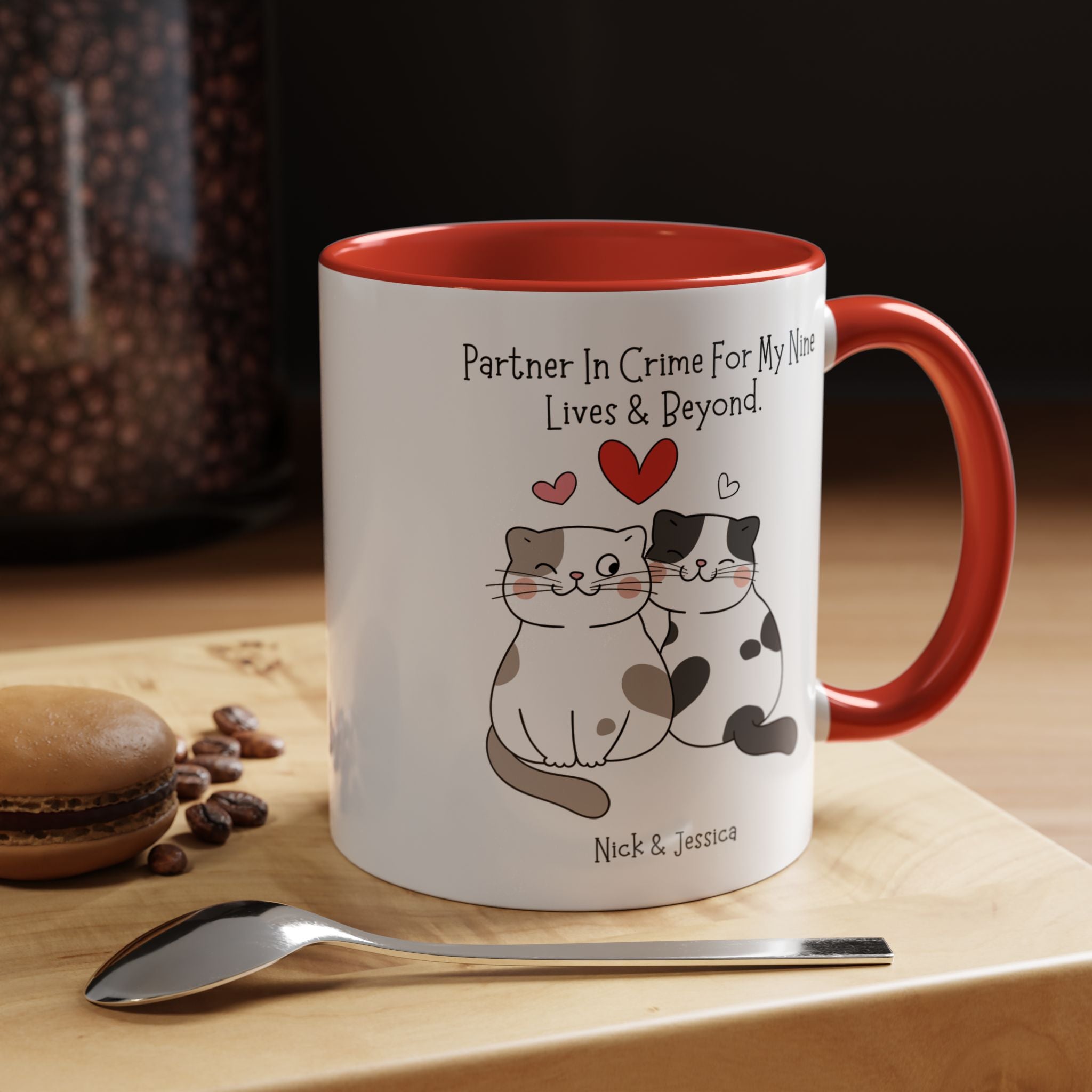 Partner In Crime For My Nine Lives And Beyond Personalized Romantic Mug, Accent Cup 11/15oz, Anniversary Valentines, V-Day Mug, Couples Gift