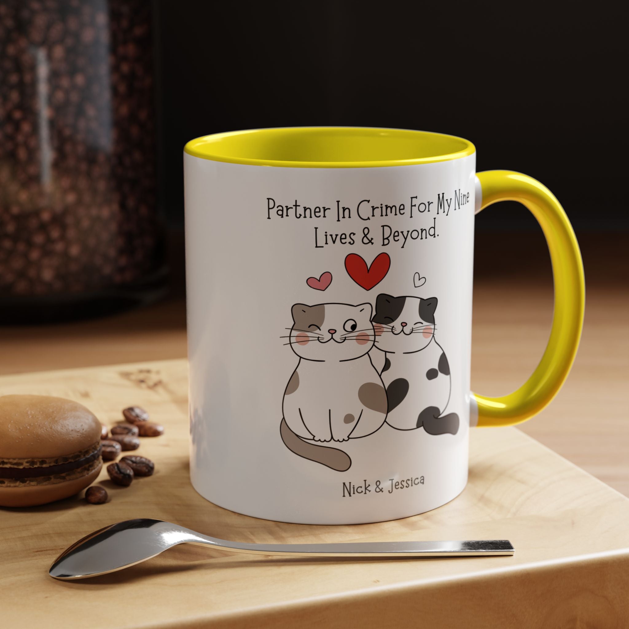 Partner In Crime For My Nine Lives And Beyond Personalized Romantic Mug, Accent Cup 11/15oz, Anniversary Valentines, V-Day Mug, Couples Gift