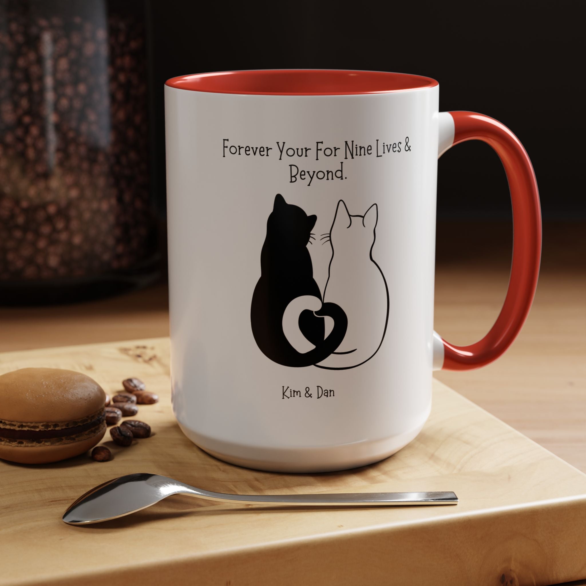 Forever Yours For Nine Lives And Beyond Personalized Romantic Mug, Accent Cup 11/15oz, Anniversary Valentines V-Day Mug, Custom Couples Gift