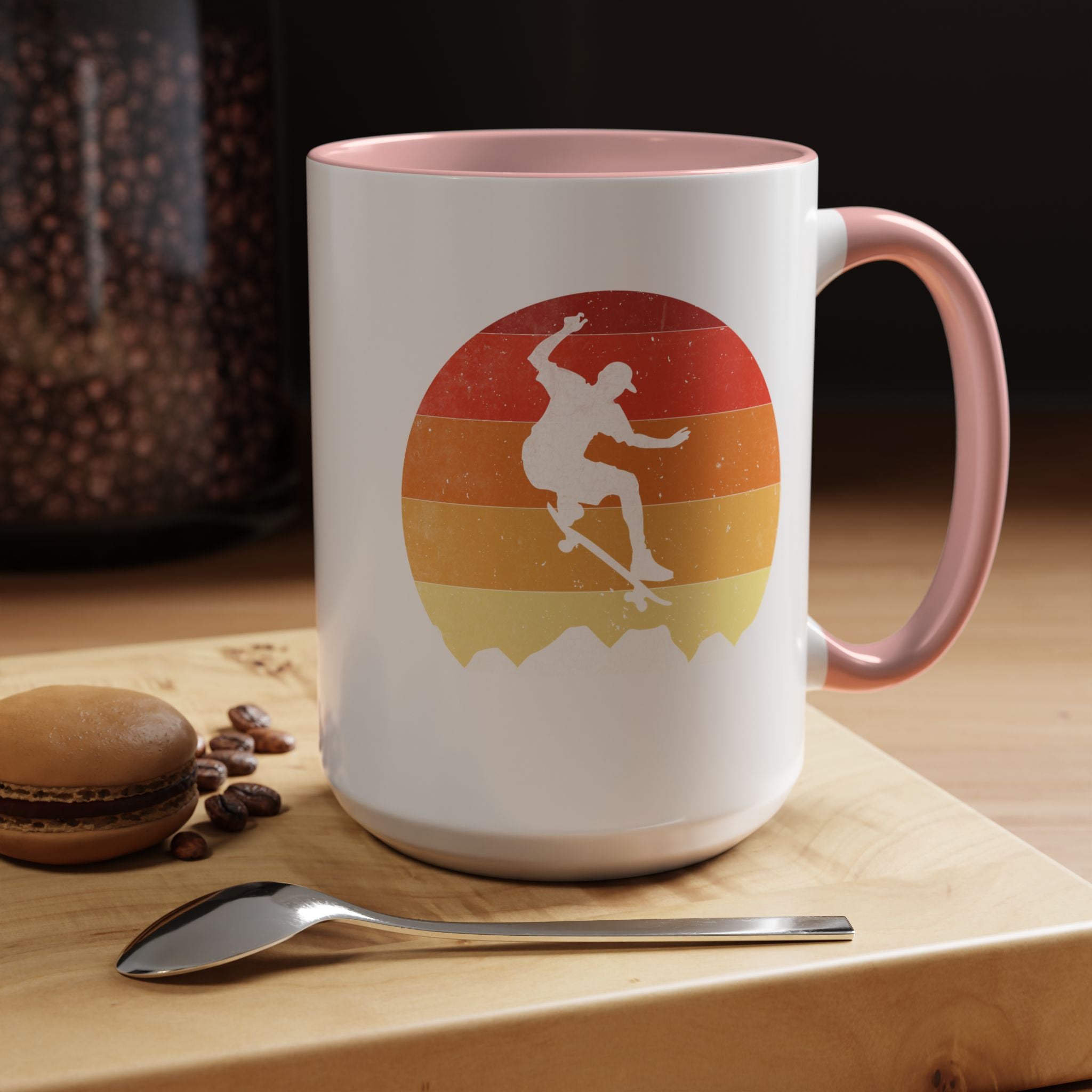Personalized Mug, Retro Skateboarding Mug! Accent Cup (11, 15oz), Gift Under 20, White Elephant