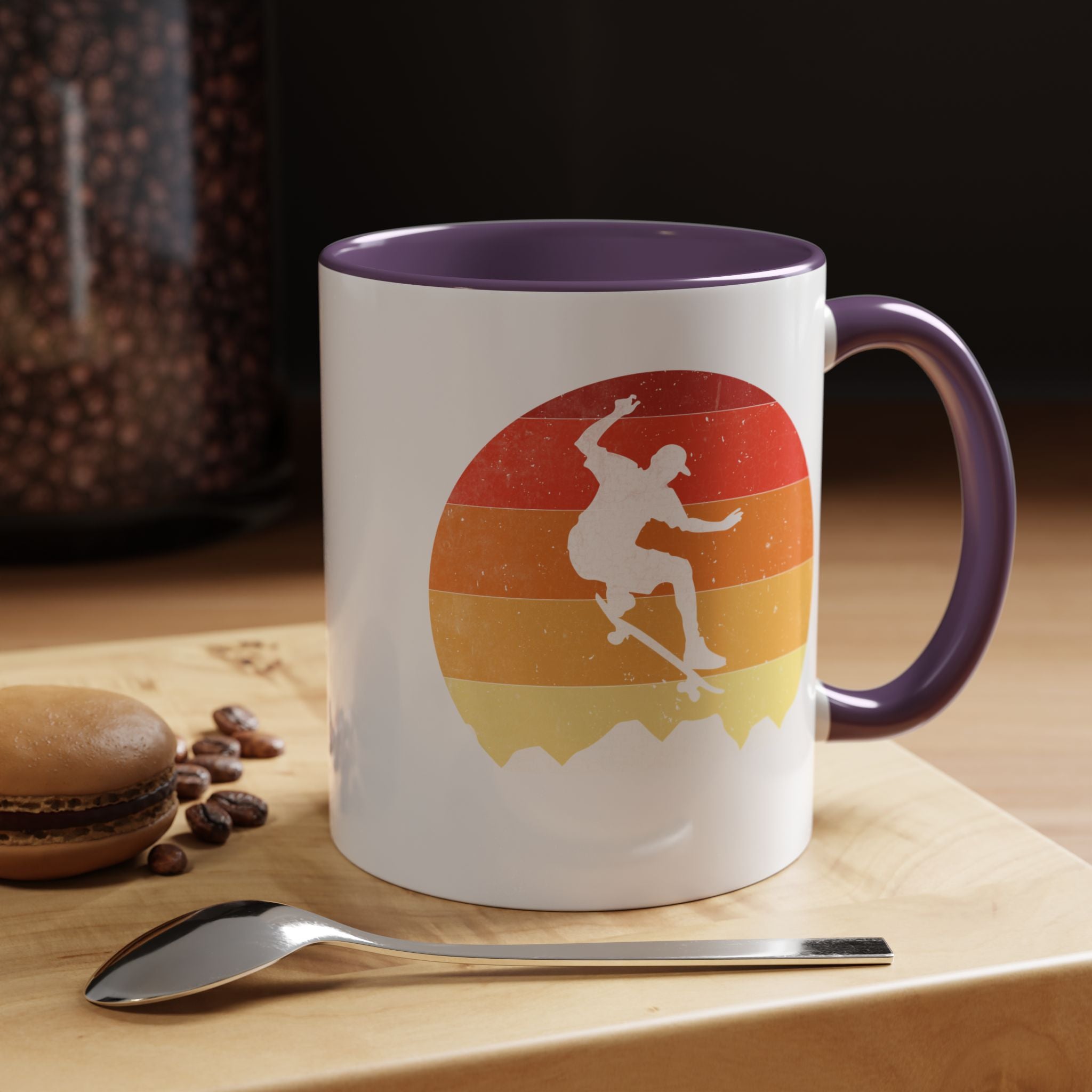 Personalized Mug, Retro Skateboarding Mug! Accent Cup (11, 15oz), Gift Under 20, White Elephant