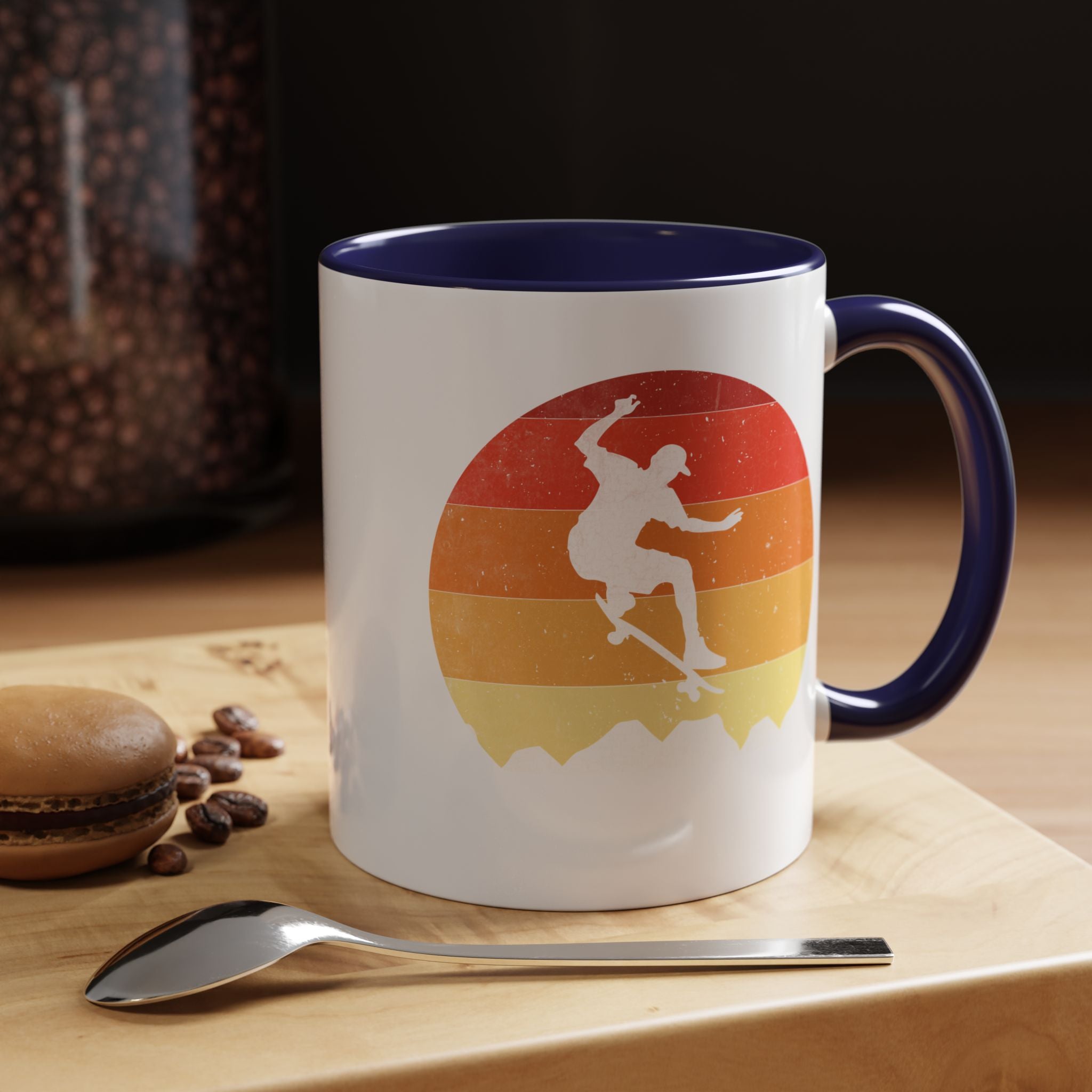 Personalized Mug, Retro Skateboarding Mug! Accent Cup (11, 15oz), Gift Under 20, White Elephant