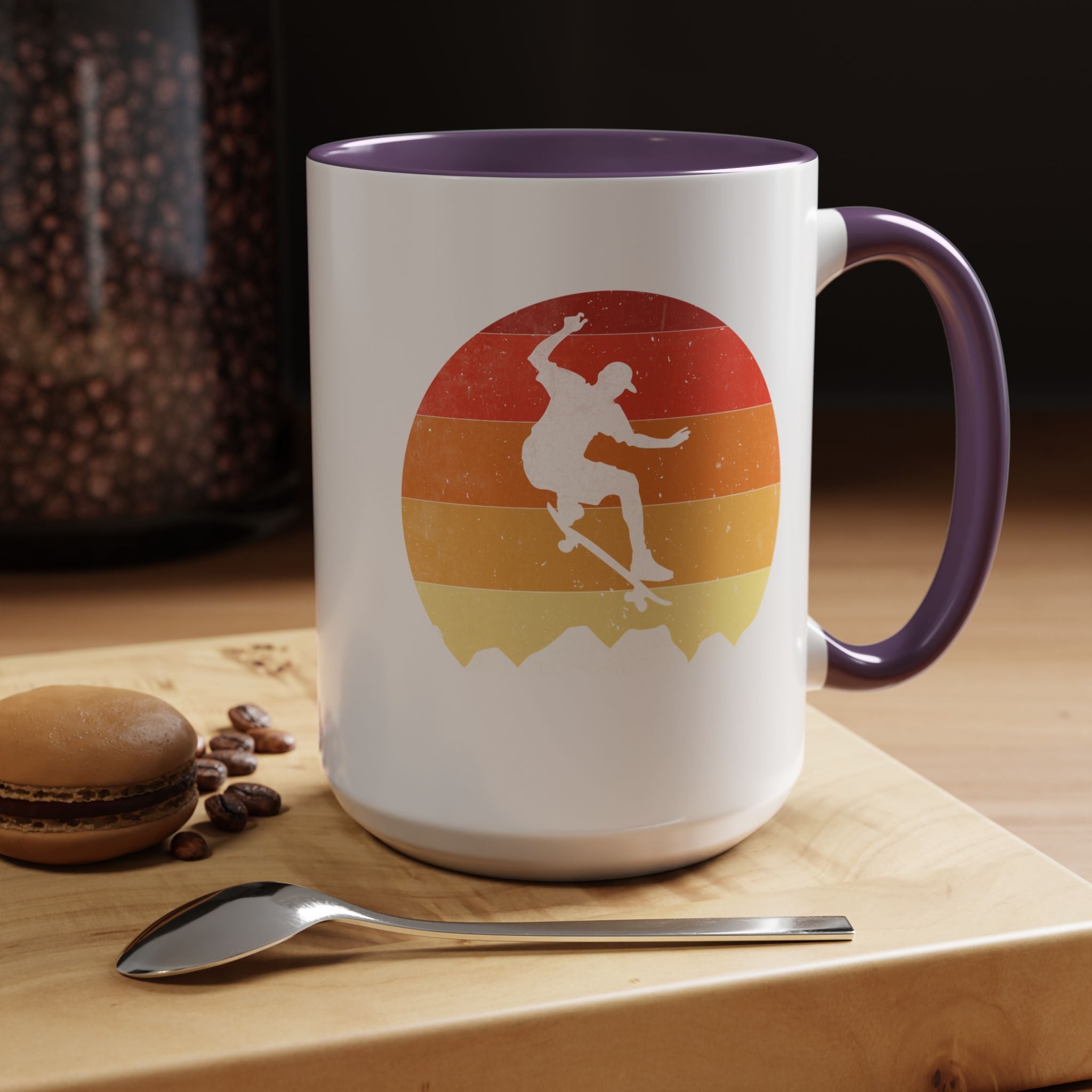 Personalized Mug, Retro Skateboarding Mug! Accent Cup (11, 15oz), Gift Under 20, White Elephant