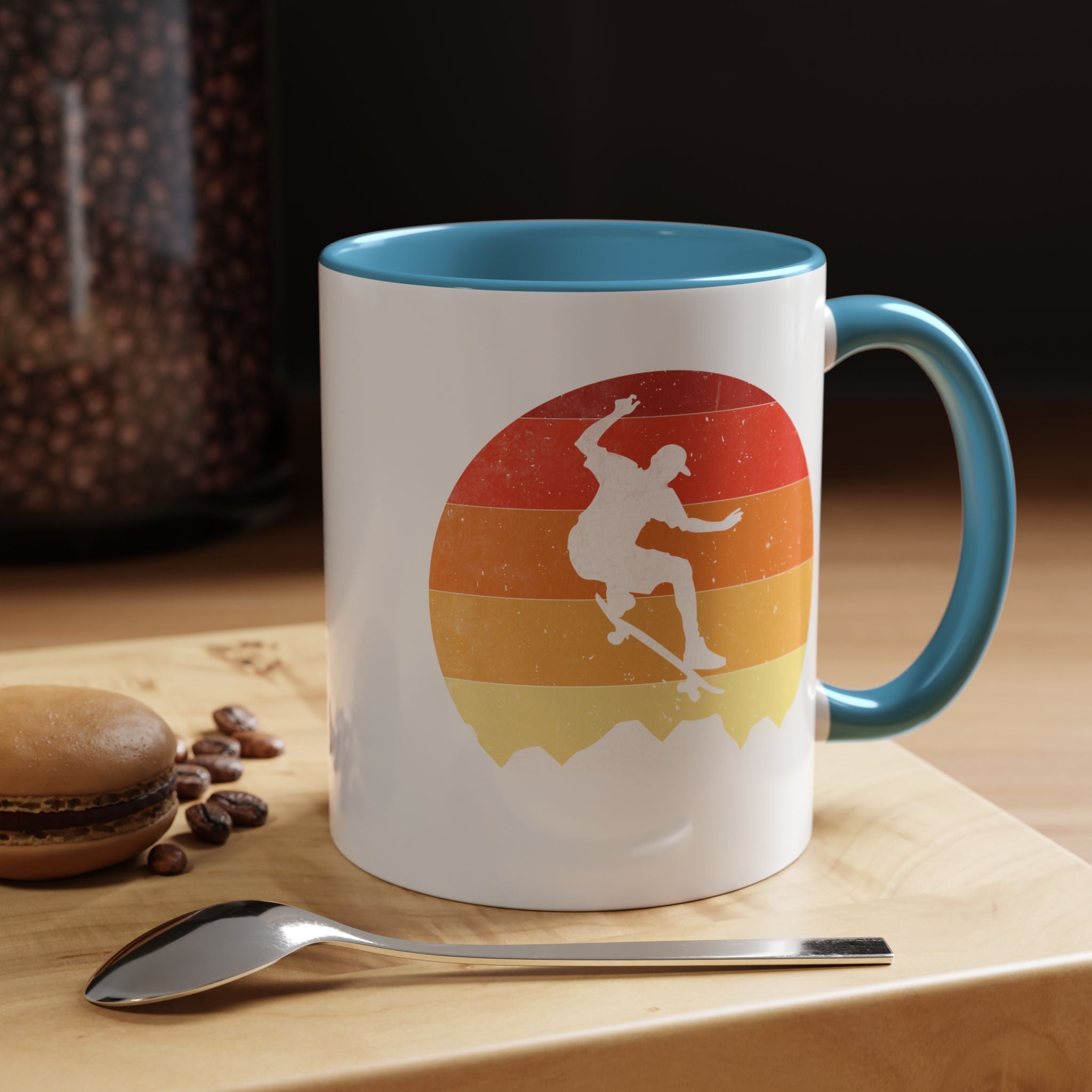 Personalized Mug, Retro Skateboarding Mug! Accent Cup (11, 15oz), Gift Under 20, White Elephant