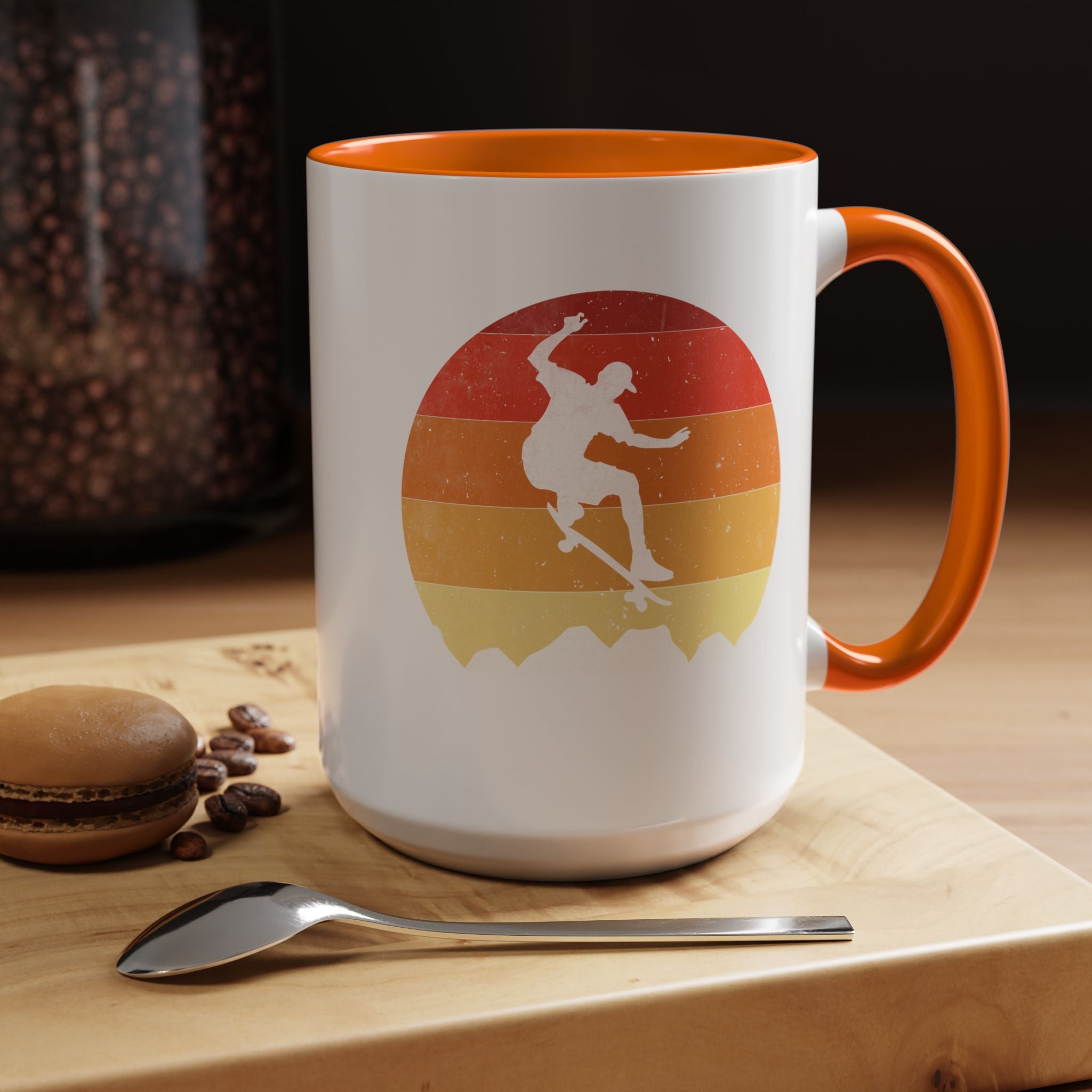 Personalized Mug, Retro Skateboarding Mug! Accent Cup (11, 15oz), Gift Under 20, White Elephant