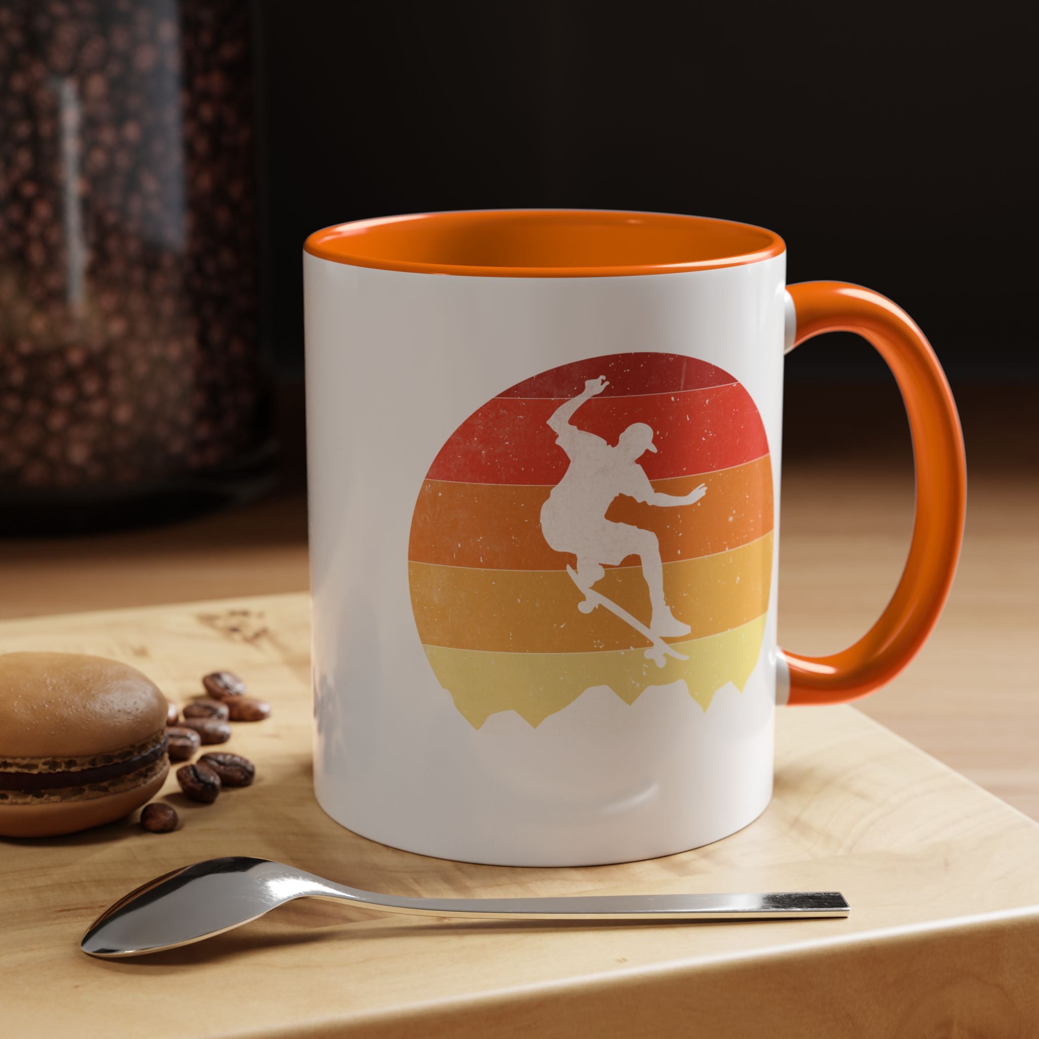 Personalized Mug, Retro Skateboarding Mug! Accent Cup (11, 15oz), Gift Under 20, White Elephant