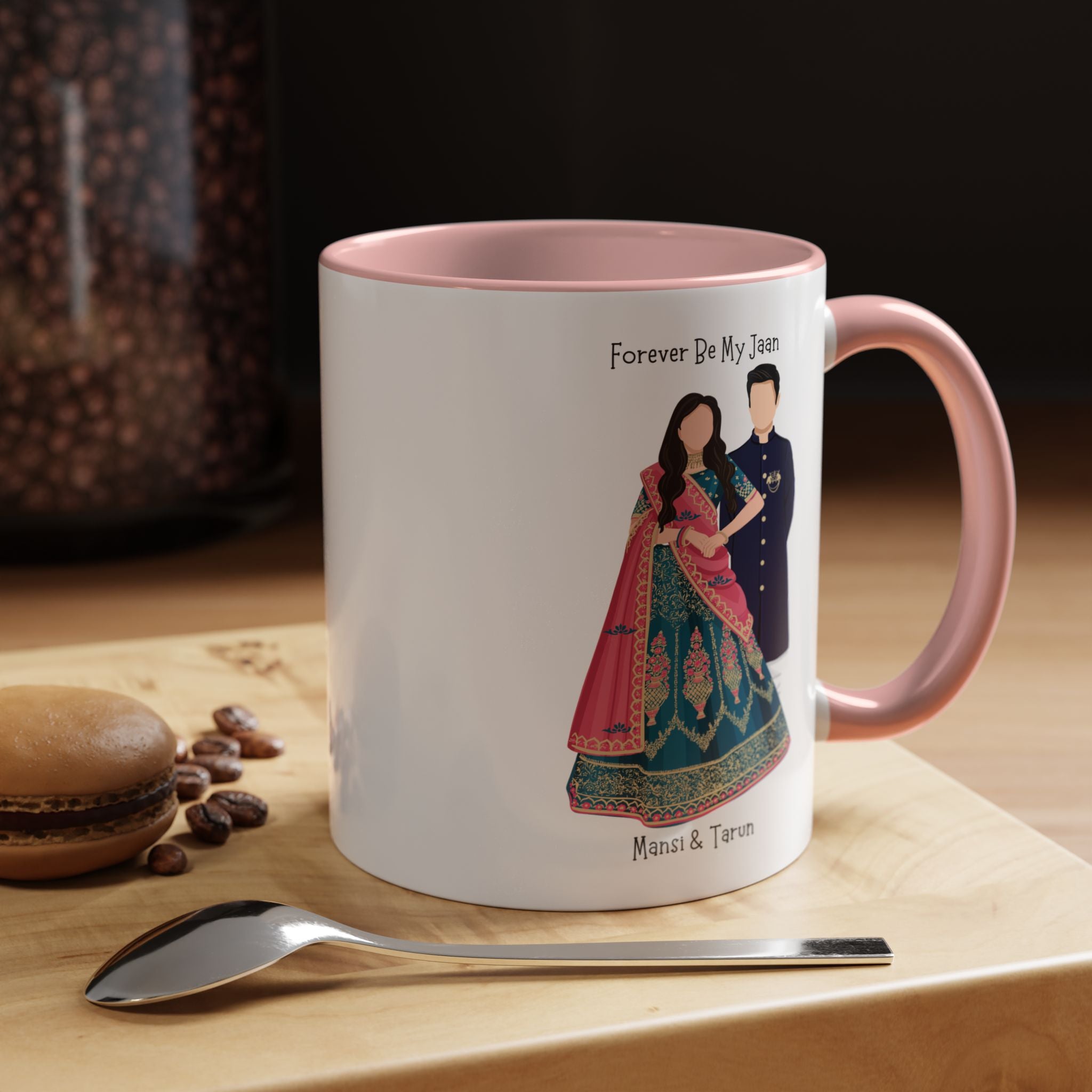 Forever Be My Jaan Desi Couples Personalized Romantic Mug, Accent Cup 11/15oz, Anniversary Wedding Valentines V-Day Mug, Custom Couples Gift