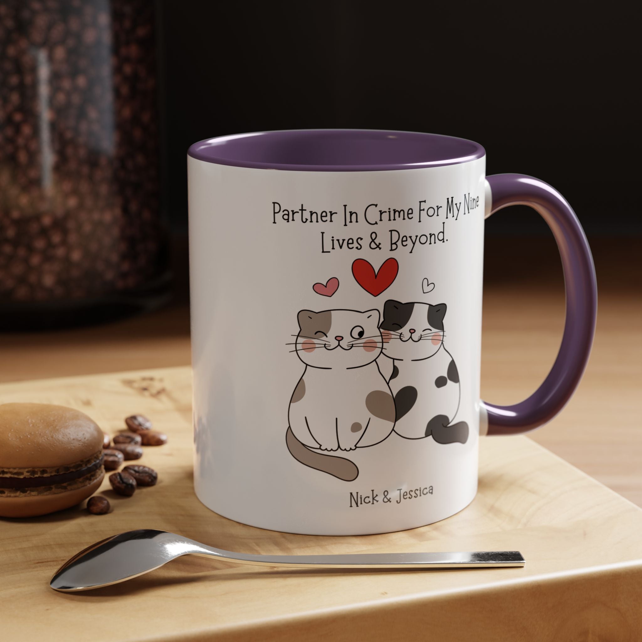Partner In Crime For My Nine Lives And Beyond Personalized Romantic Mug, Accent Cup 11/15oz, Anniversary Valentines, V-Day Mug, Couples Gift