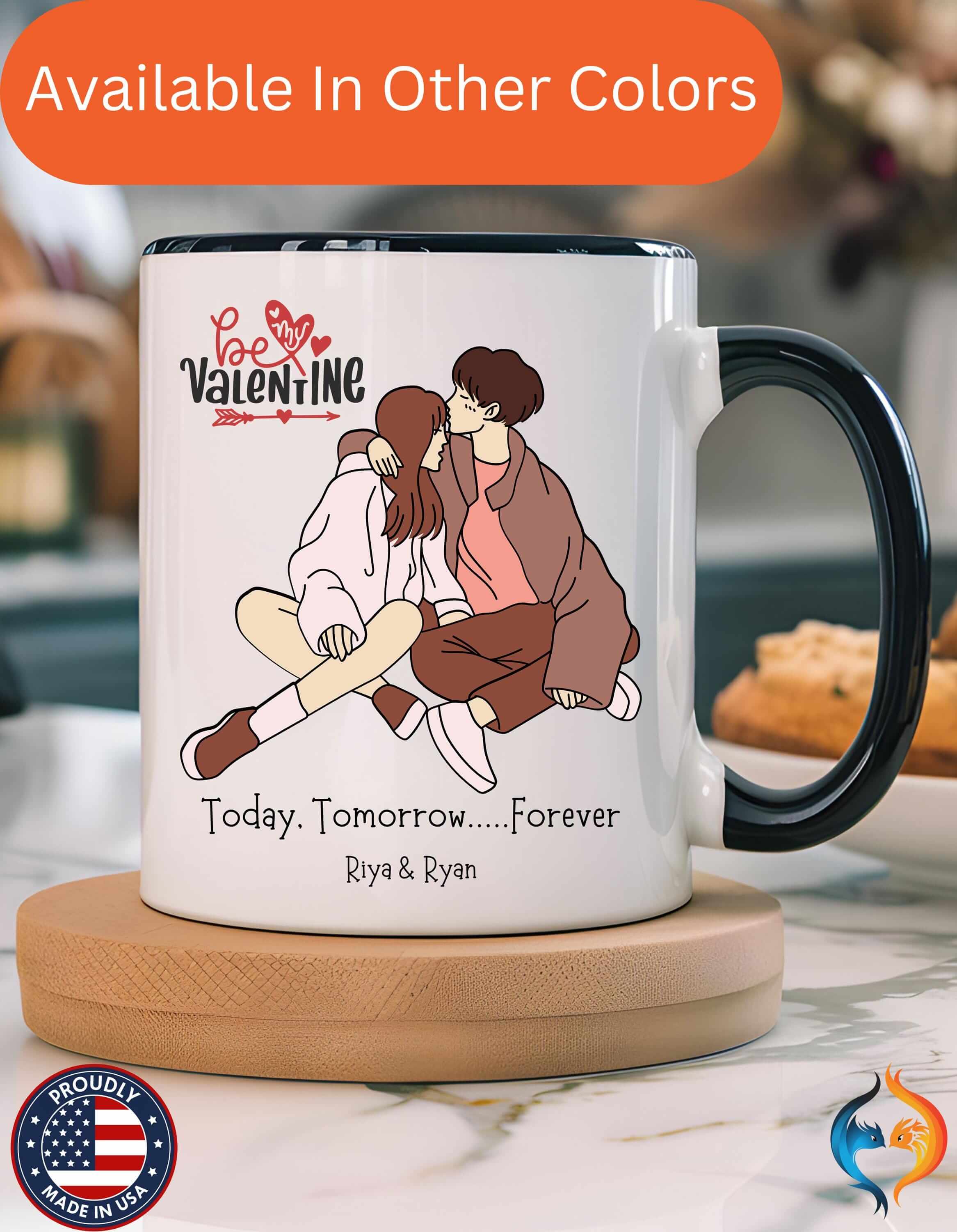 Personalized Mug - Be My Forever Valentine Accent Cup, 11/15oz Anniversary Gift for Couples, Romantic V-Day Surprise