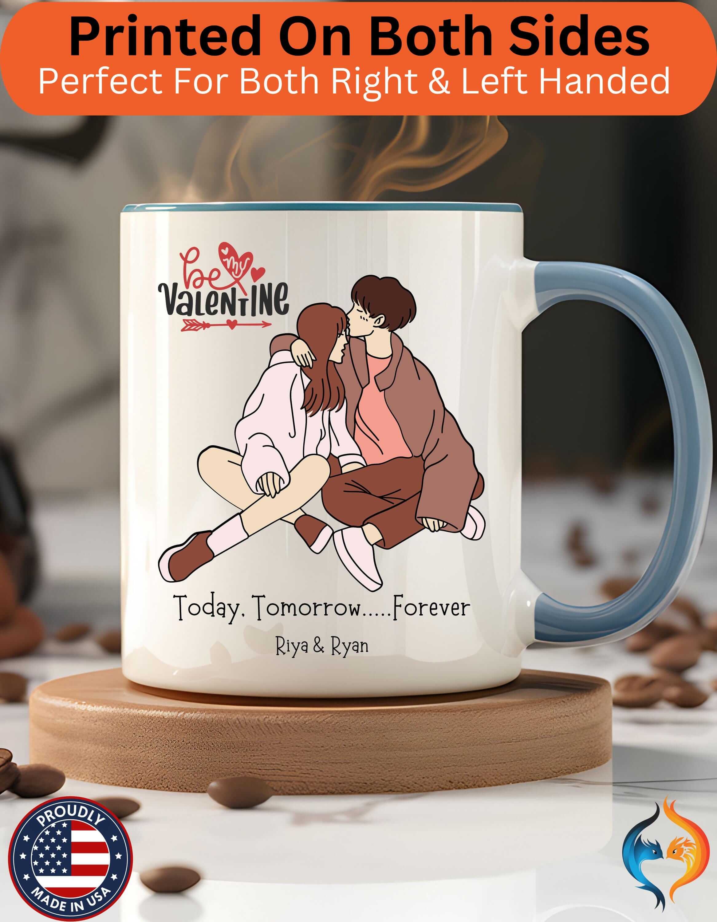 Personalized Mug - Be My Forever Valentine Accent Cup, 11/15oz Anniversary Gift for Couples, Romantic V-Day Surprise