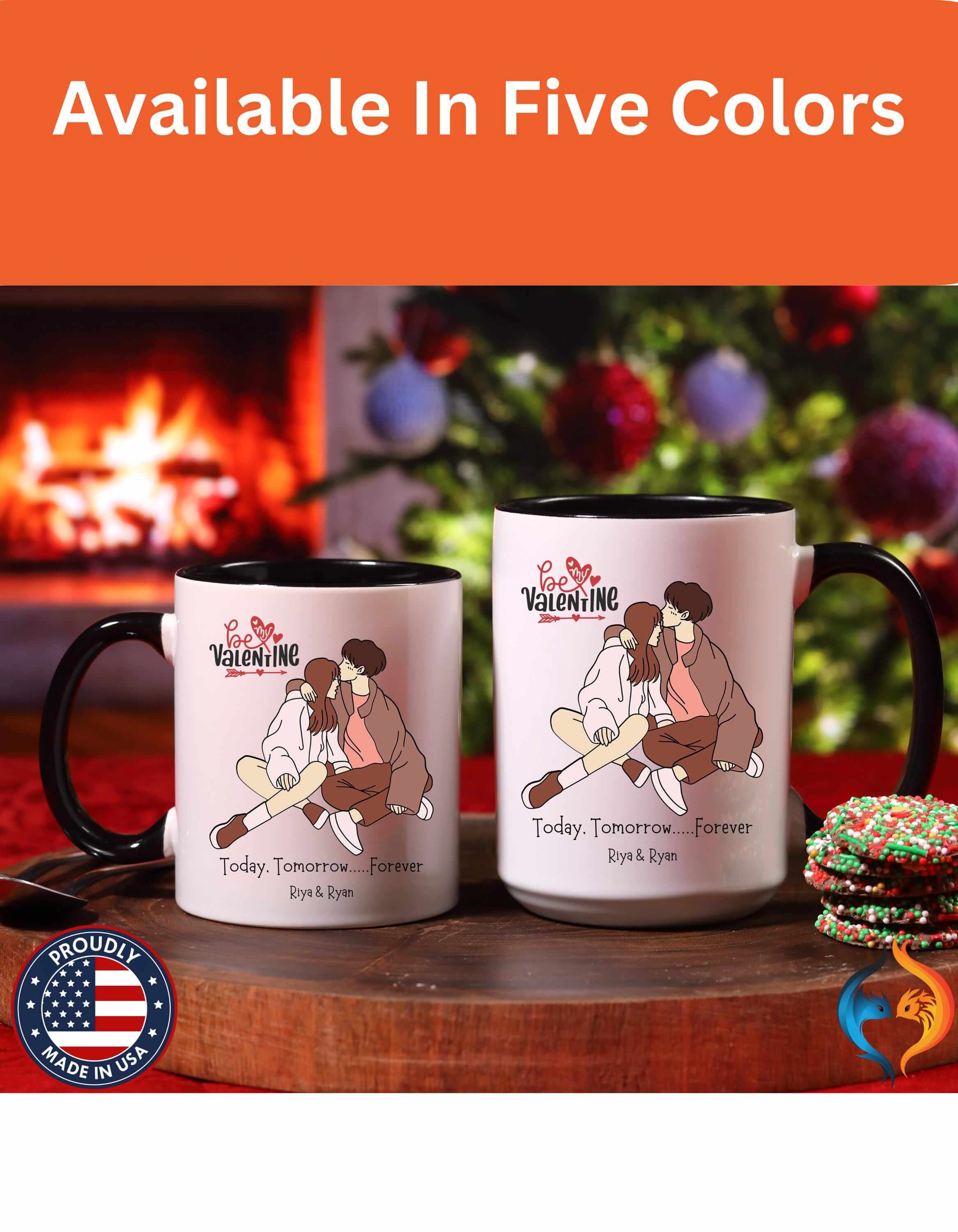 Personalized Mug - Be My Forever Valentine Accent Cup, 11/15oz Anniversary Gift for Couples, Romantic V-Day Surprise