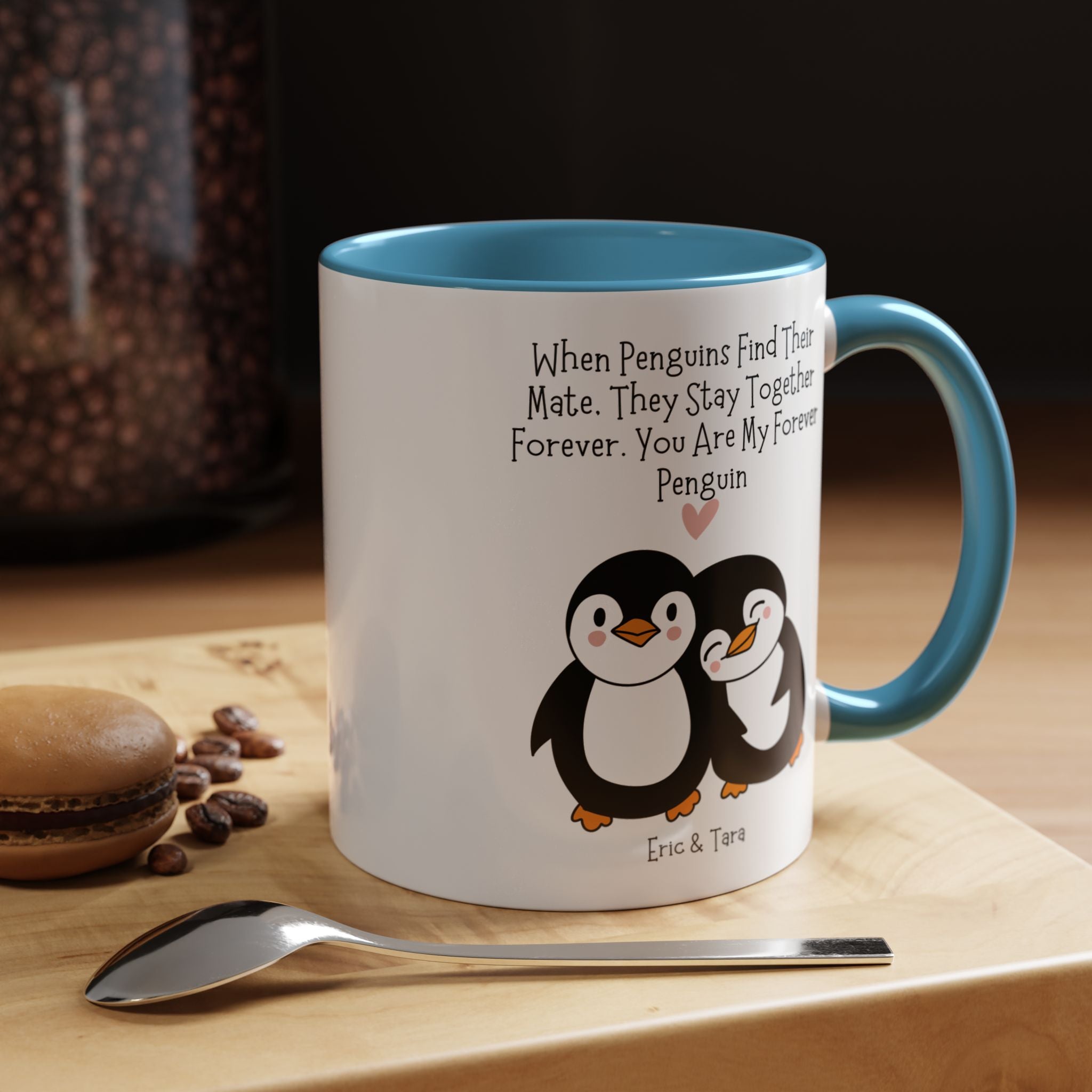 You Are My Forever Penguin Personalized Romantic Mug Accent Cup 11/15oz, Anniversary Valentines V-Day Custom Couples Gift for BF, GF, Spouse