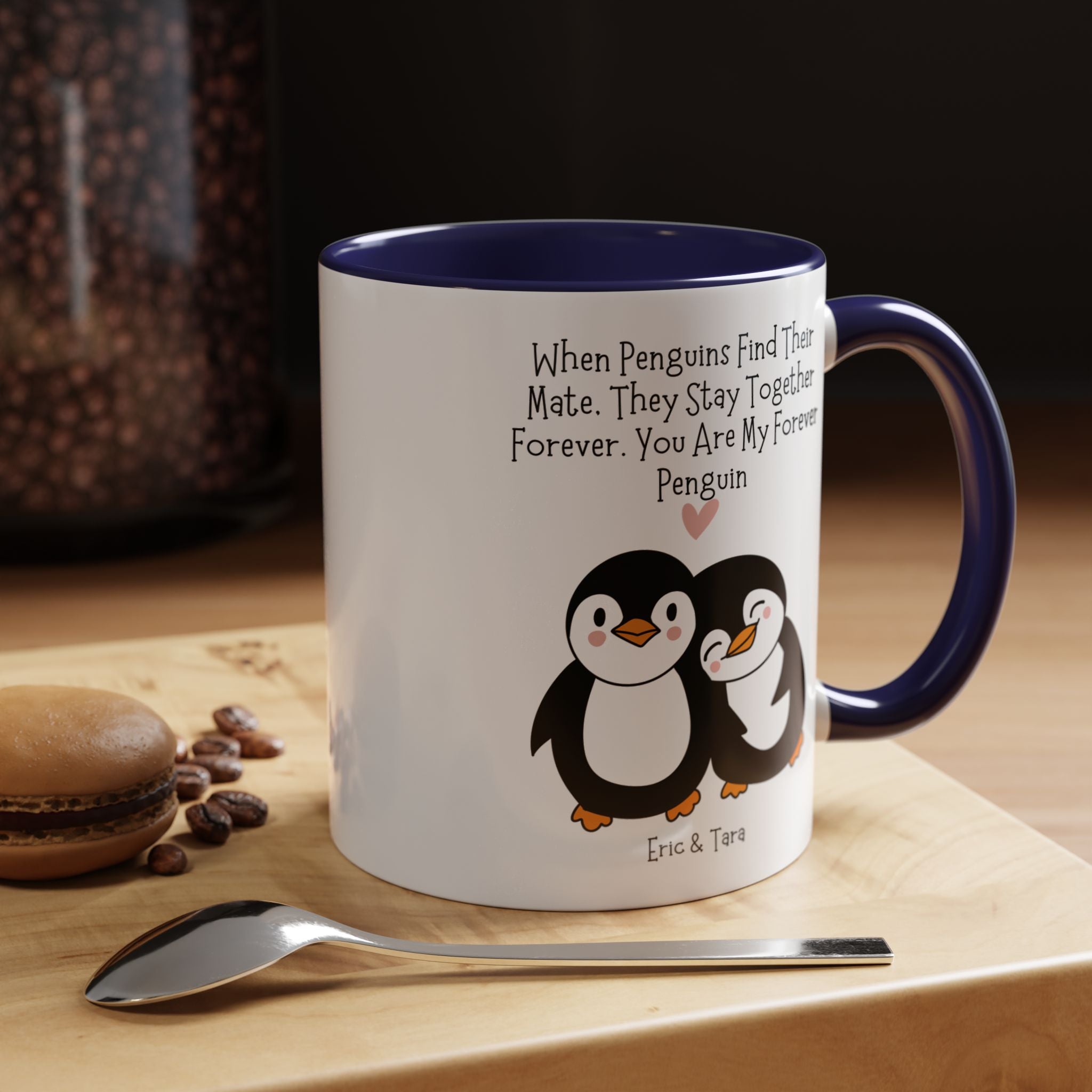 You Are My Forever Penguin Personalized Romantic Mug Accent Cup 11/15oz, Anniversary Valentines V-Day Custom Couples Gift for BF, GF, Spouse