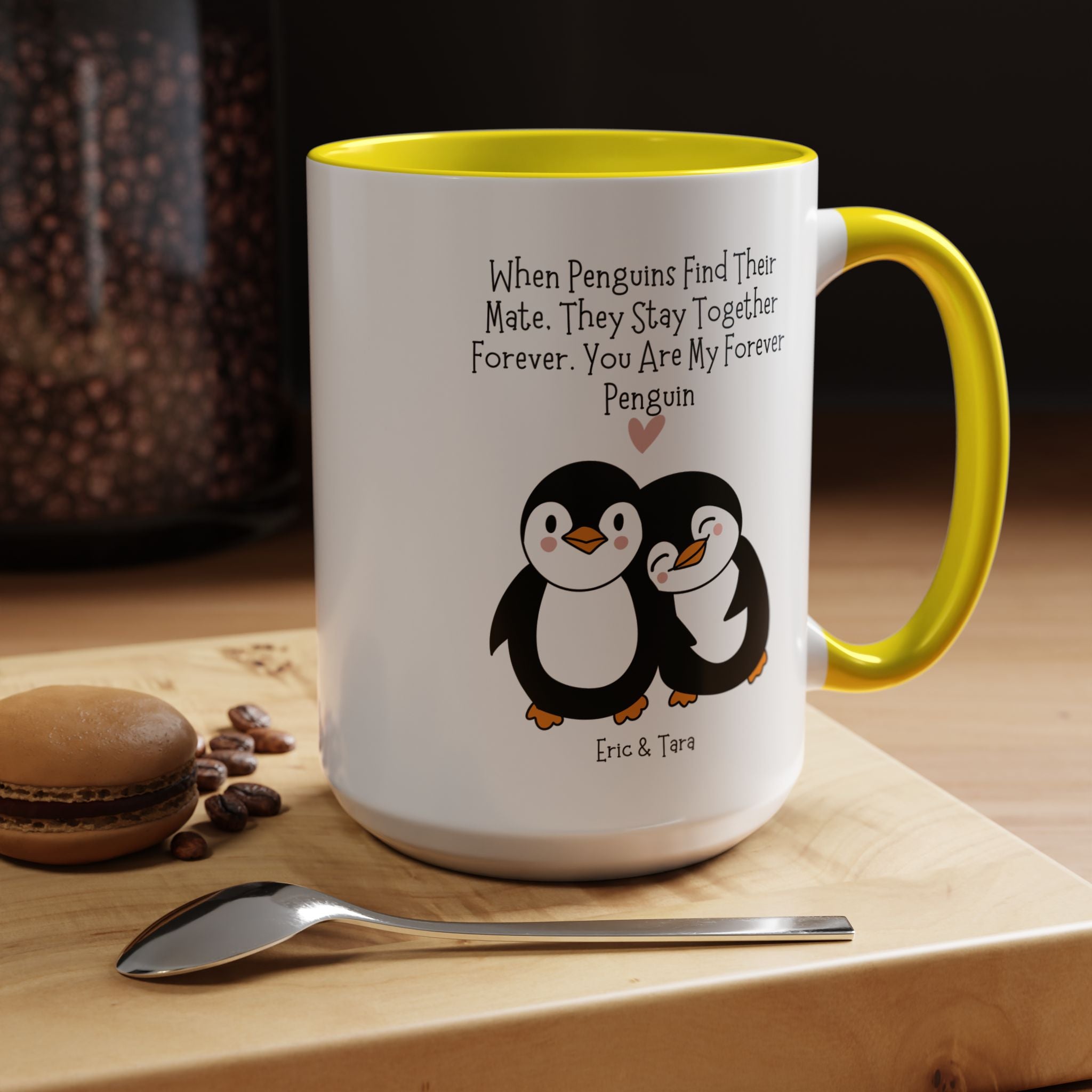 You Are My Forever Penguin Personalized Romantic Mug Accent Cup 11/15oz, Anniversary Valentines V-Day Custom Couples Gift for BF, GF, Spouse
