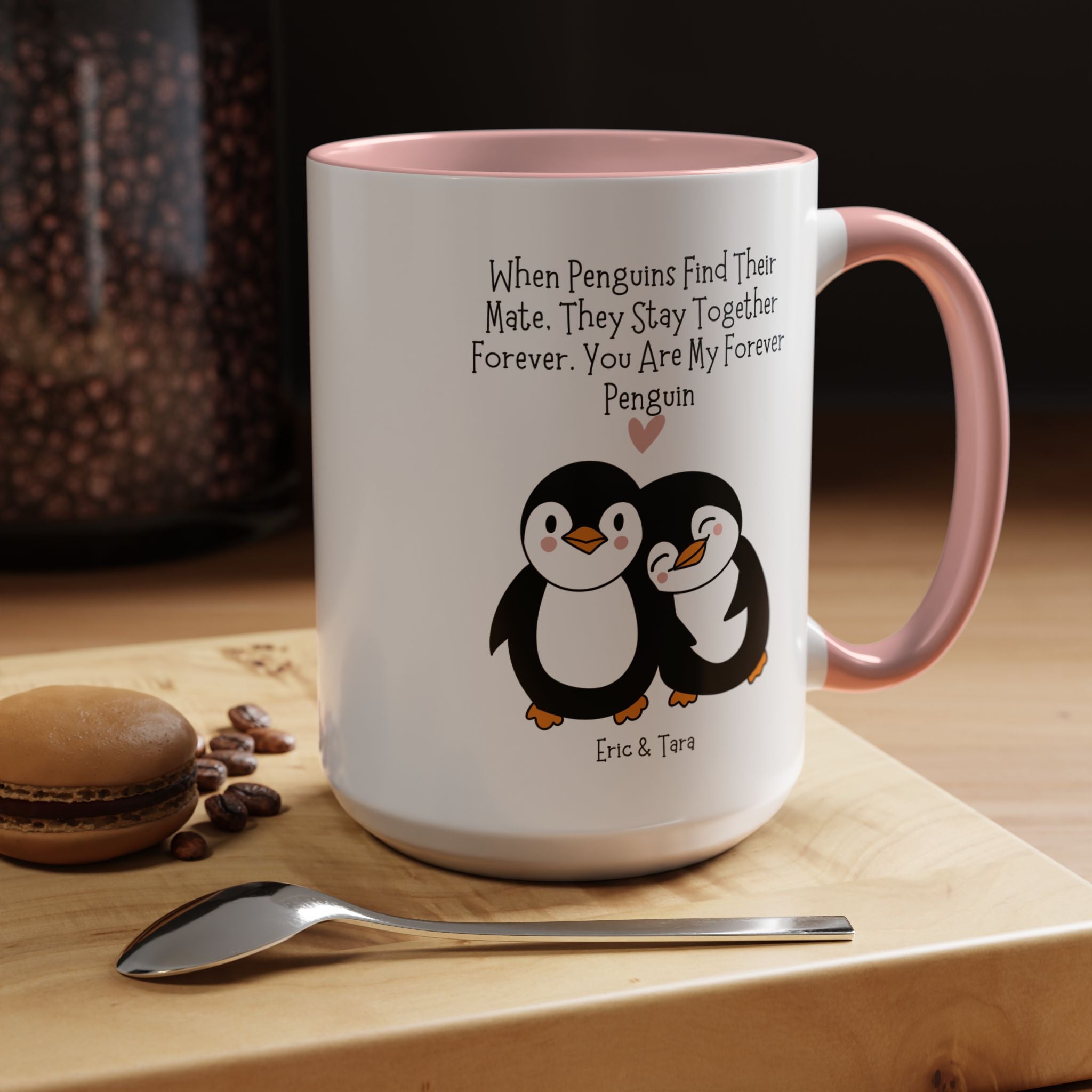 You Are My Forever Penguin Personalized Romantic Mug Accent Cup 11/15oz, Anniversary Valentines V-Day Custom Couples Gift for BF, GF, Spouse