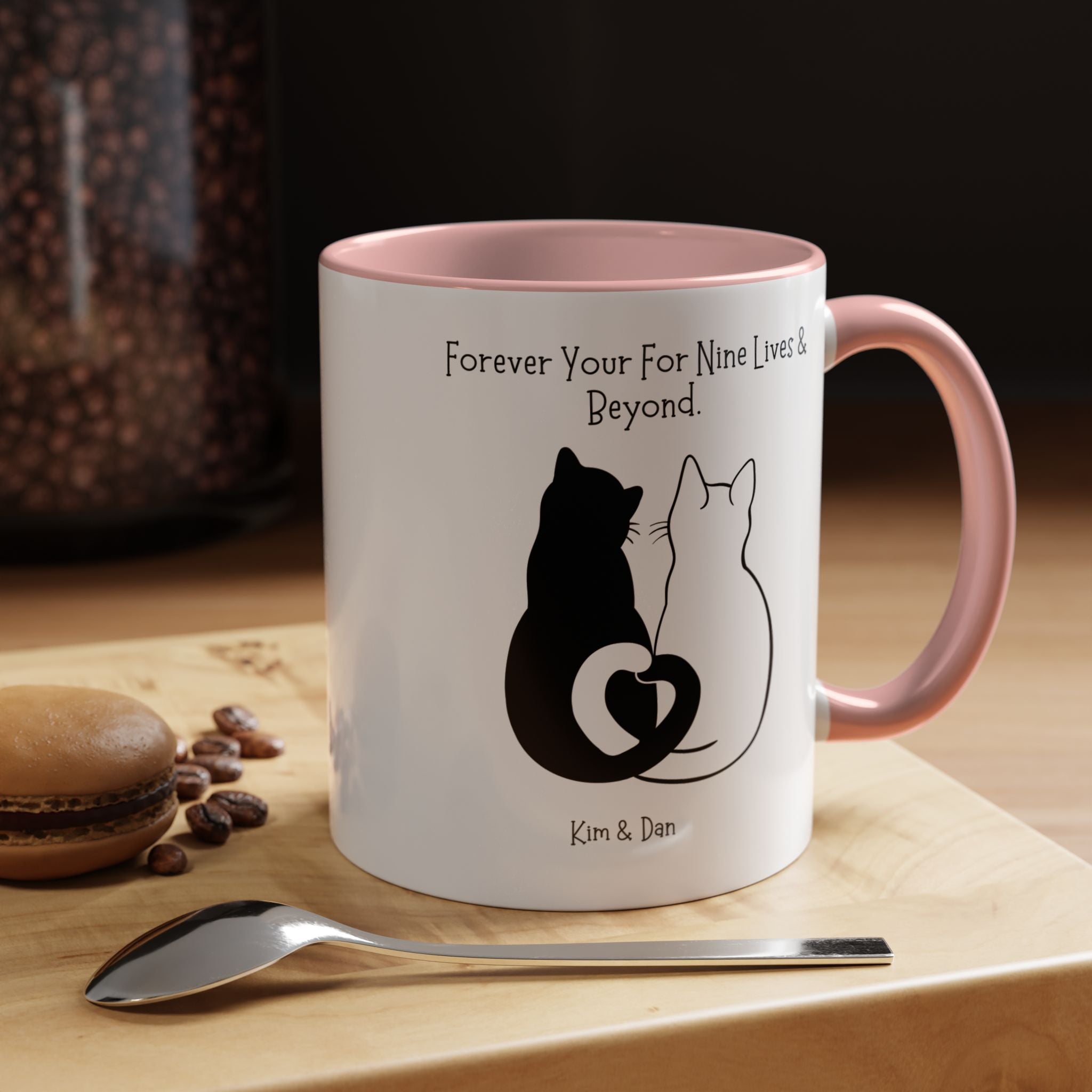 Forever Yours For Nine Lives And Beyond Personalized Romantic Mug, Accent Cup 11/15oz, Anniversary Valentines V-Day Mug, Custom Couples Gift