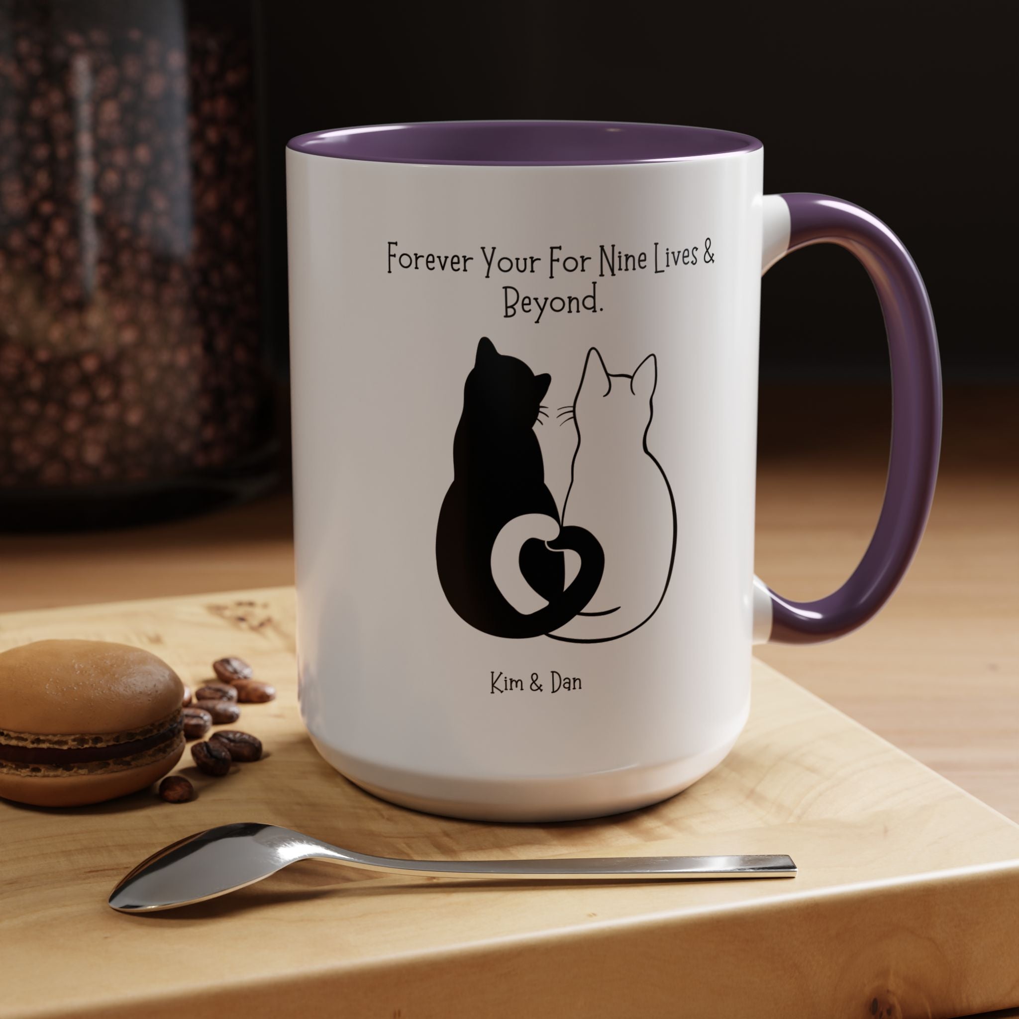 Forever Yours For Nine Lives And Beyond Personalized Romantic Mug, Accent Cup 11/15oz, Anniversary Valentines V-Day Mug, Custom Couples Gift