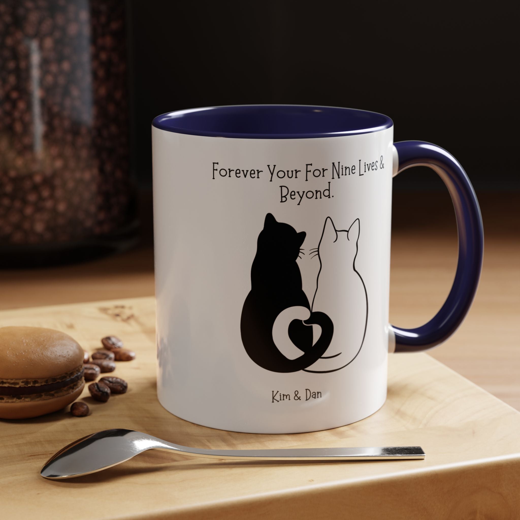 Forever Yours For Nine Lives And Beyond Personalized Romantic Mug, Accent Cup 11/15oz, Anniversary Valentines V-Day Mug, Custom Couples Gift
