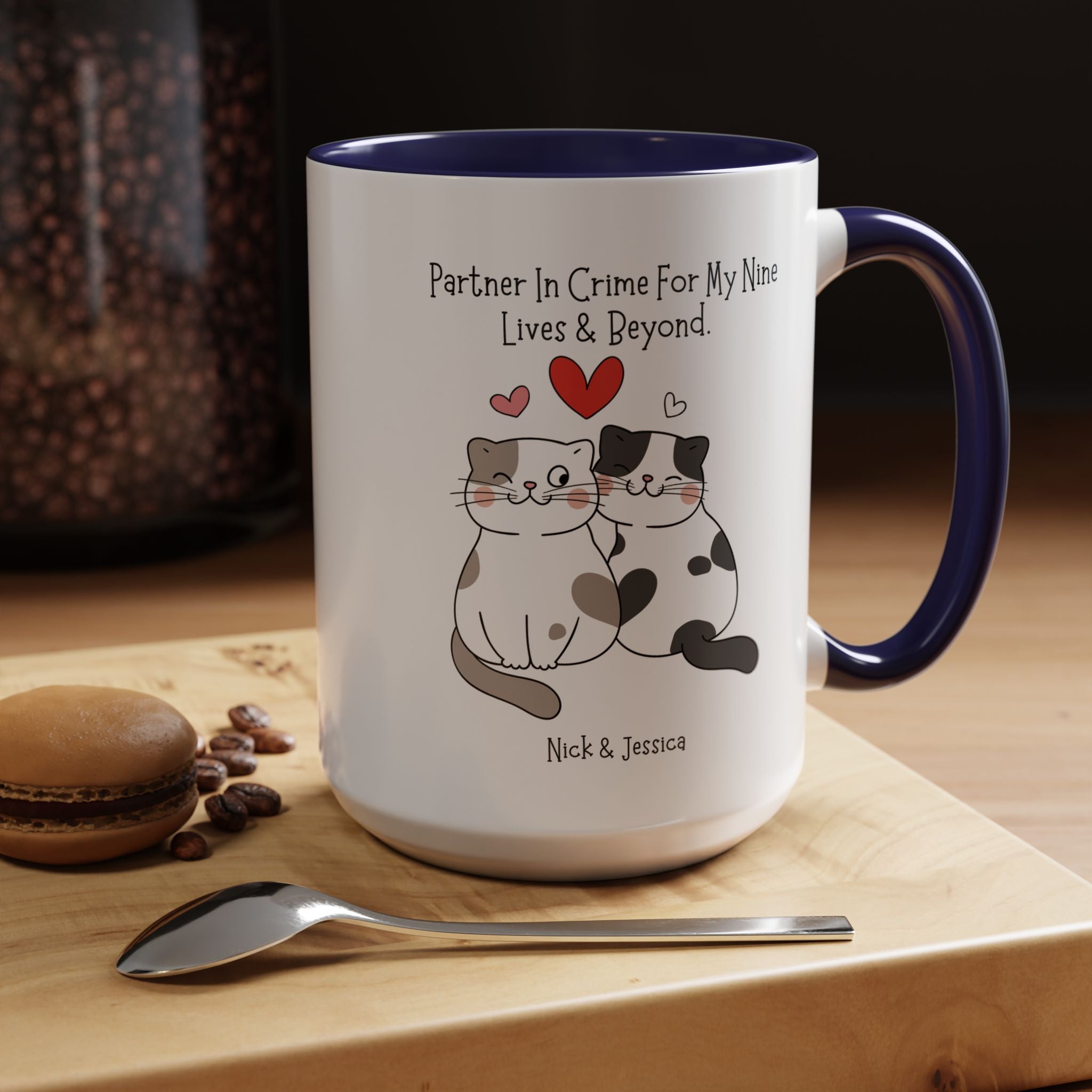 Partner In Crime For My Nine Lives And Beyond Personalized Romantic Mug, Accent Cup 11/15oz, Anniversary Valentines, V-Day Mug, Couples Gift