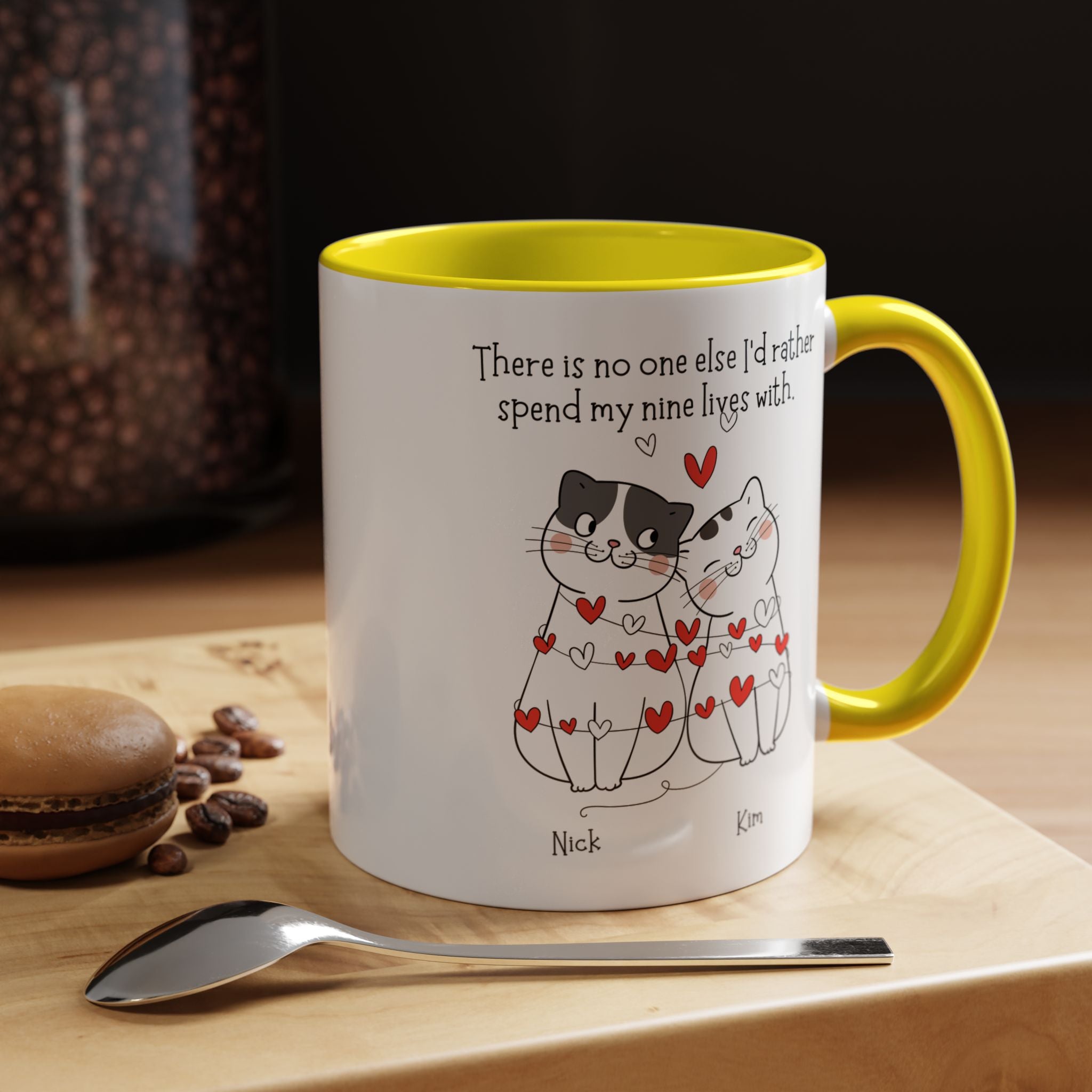 No one else I'd rather spend my nine lives with Personalized Romantic Mug Accent Cup, Anniversary Valentines, V-Day, Customized Couples Gift