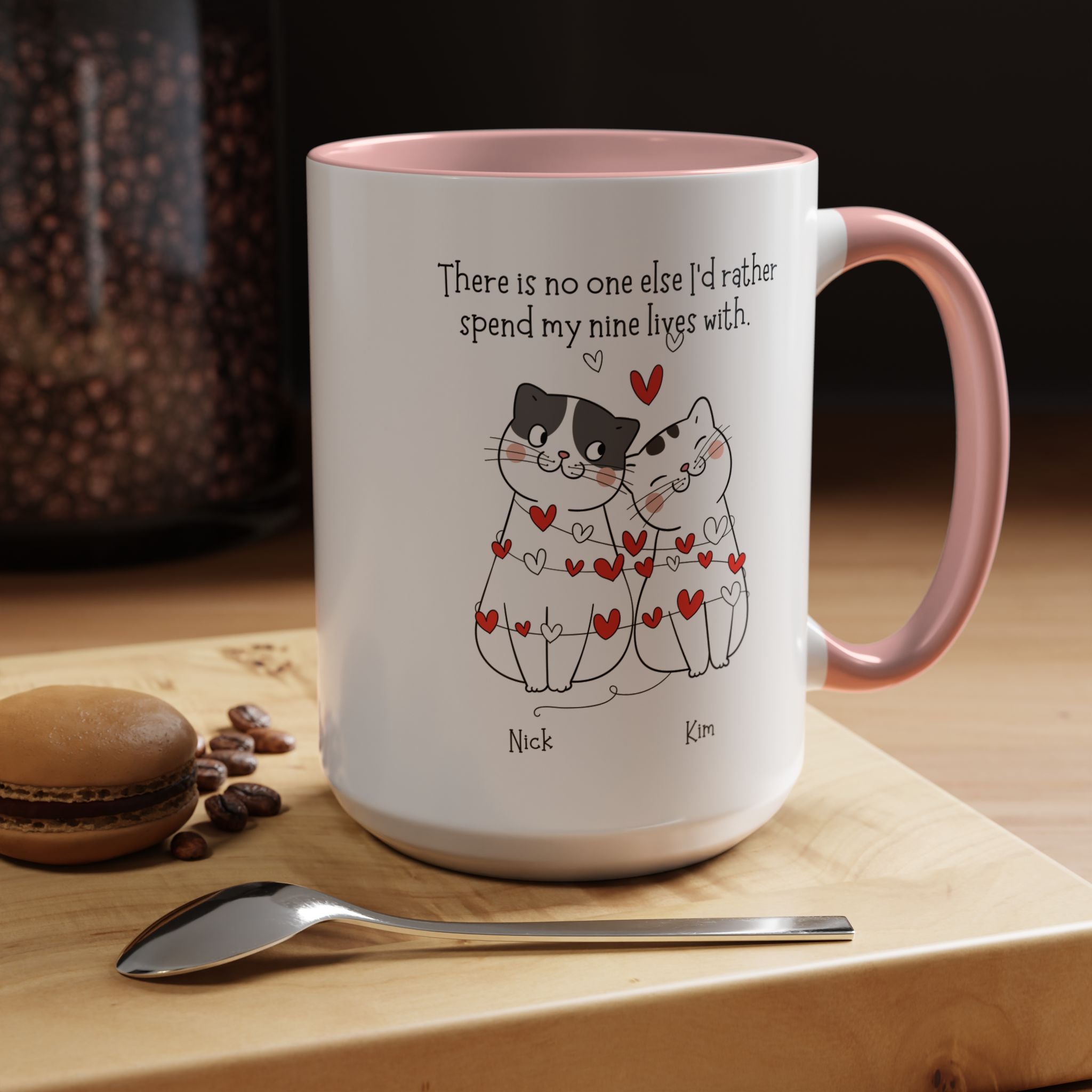 No one else I'd rather spend my nine lives with Personalized Romantic Mug Accent Cup, Anniversary Valentines, V-Day, Customized Couples Gift