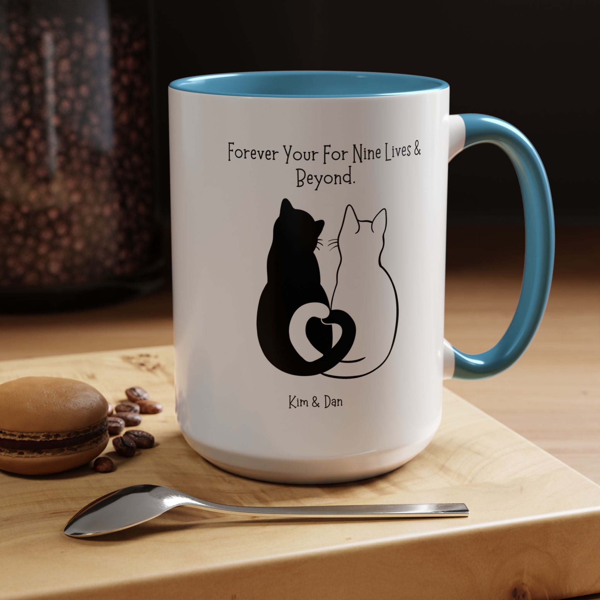 Forever Yours For Nine Lives And Beyond Personalized Romantic Mug, Accent Cup 11/15oz, Anniversary Valentines V-Day Mug, Custom Couples Gift