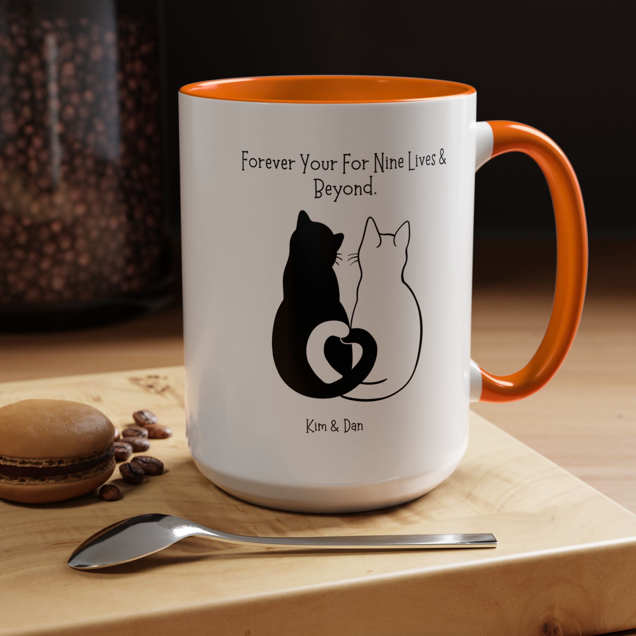 Forever Yours For Nine Lives And Beyond Personalized Romantic Mug, Accent Cup 11/15oz, Anniversary Valentines V-Day Mug, Custom Couples Gift