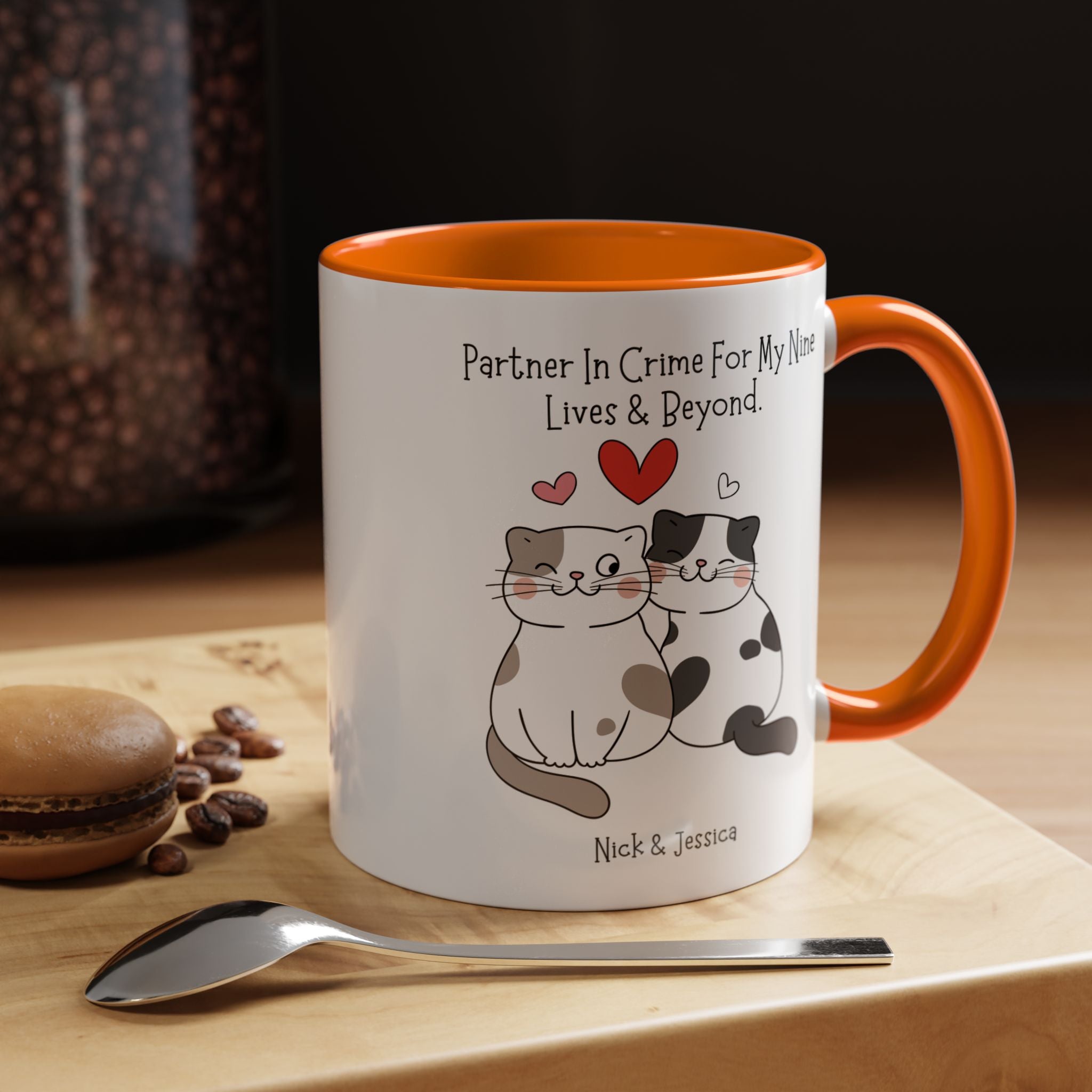 Partner In Crime For My Nine Lives And Beyond Personalized Romantic Mug, Accent Cup 11/15oz, Anniversary Valentines, V-Day Mug, Couples Gift