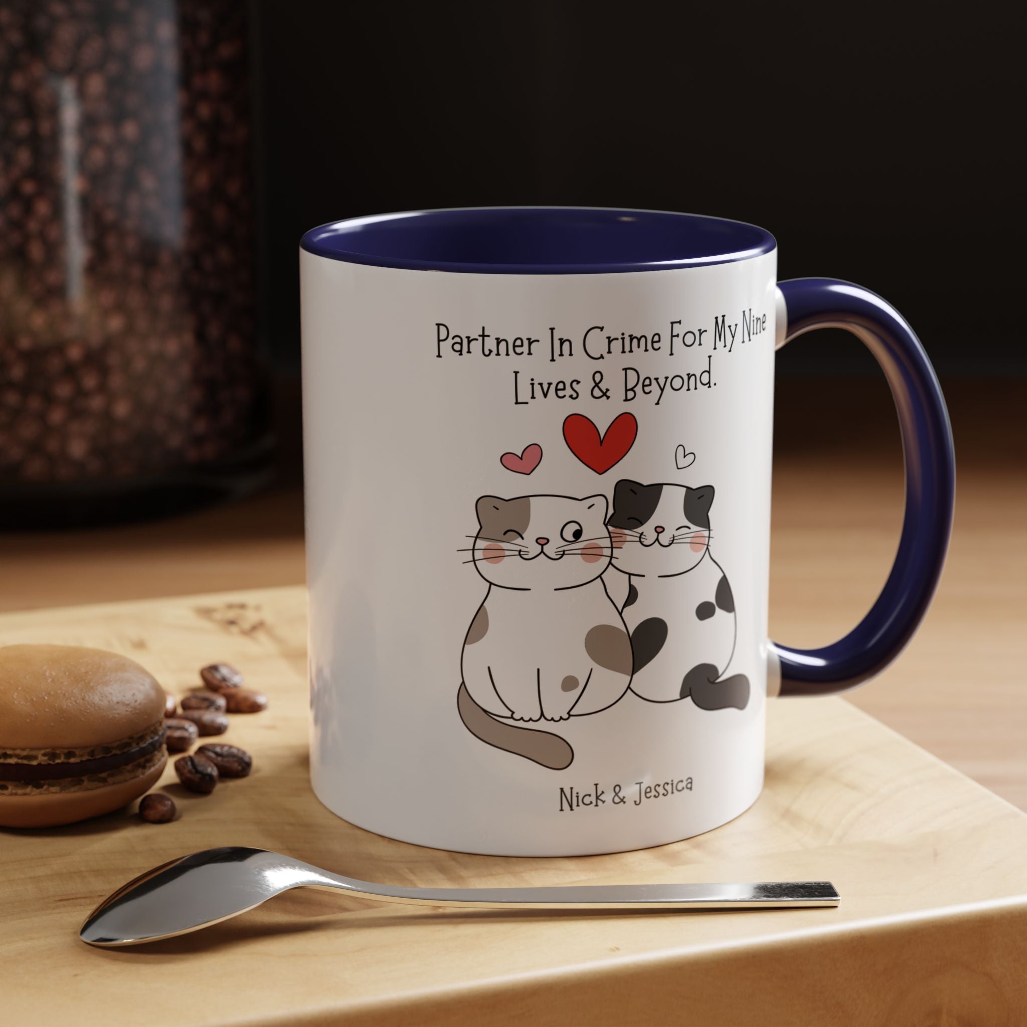 Partner In Crime For My Nine Lives And Beyond Personalized Romantic Mug, Accent Cup 11/15oz, Anniversary Valentines, V-Day Mug, Couples Gift