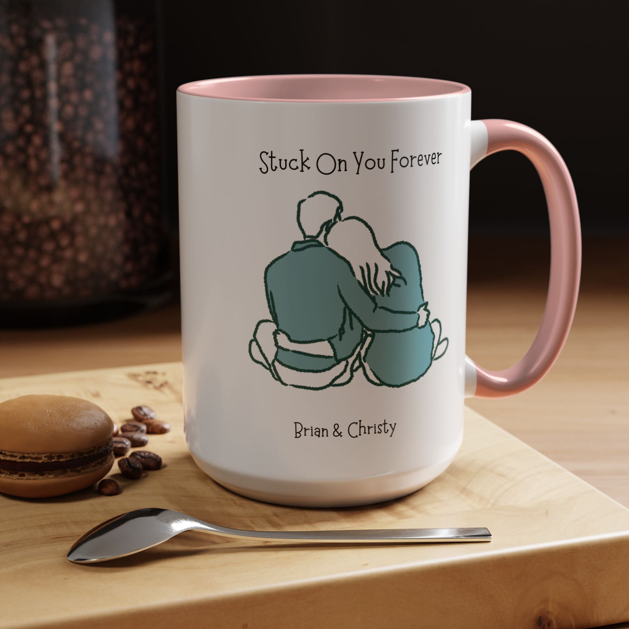 Stuck On You Forever Personalized Romantic Mug, , Accent Cup 11/15oz, Anniversary Valentines, V-Day, Couples Gift For Spouse, GF, BF