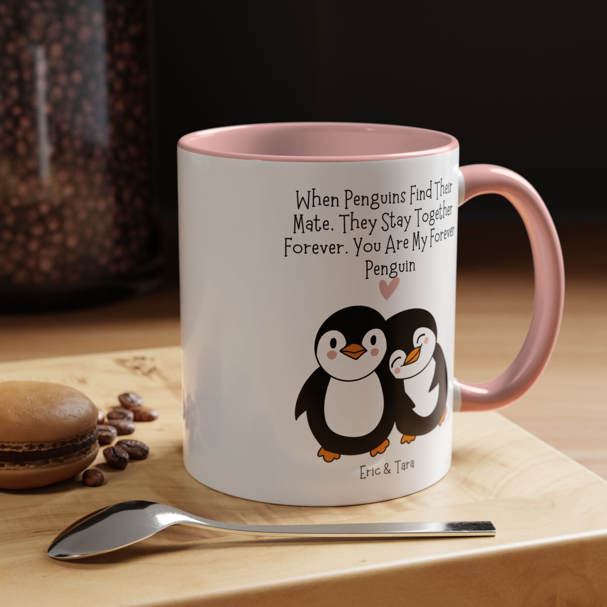 You Are My Forever Penguin Personalized Romantic Mug Accent Cup 11/15oz, Anniversary Valentines V-Day Custom Couples Gift for BF, GF, Spouse