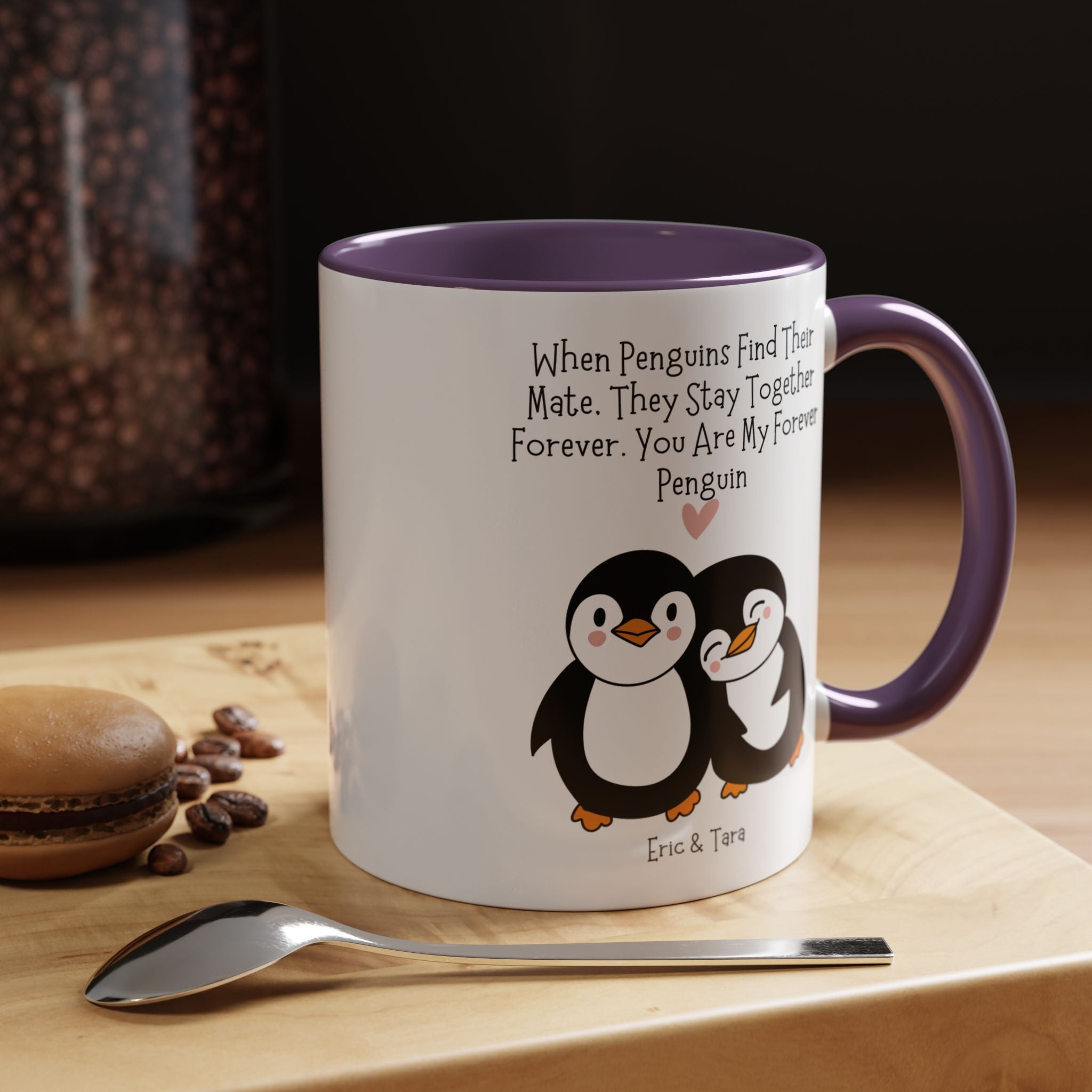 You Are My Forever Penguin Personalized Romantic Mug Accent Cup 11/15oz, Anniversary Valentines V-Day Custom Couples Gift for BF, GF, Spouse