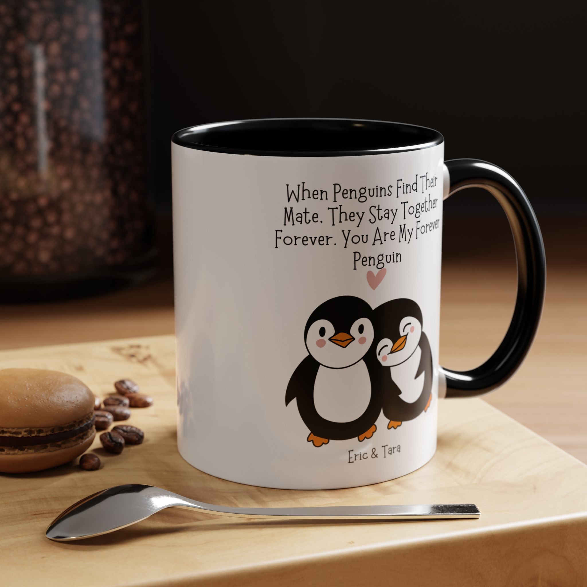 You Are My Forever Penguin Personalized Romantic Mug Accent Cup 11/15oz, Anniversary Valentines V-Day Custom Couples Gift for BF, GF, Spouse