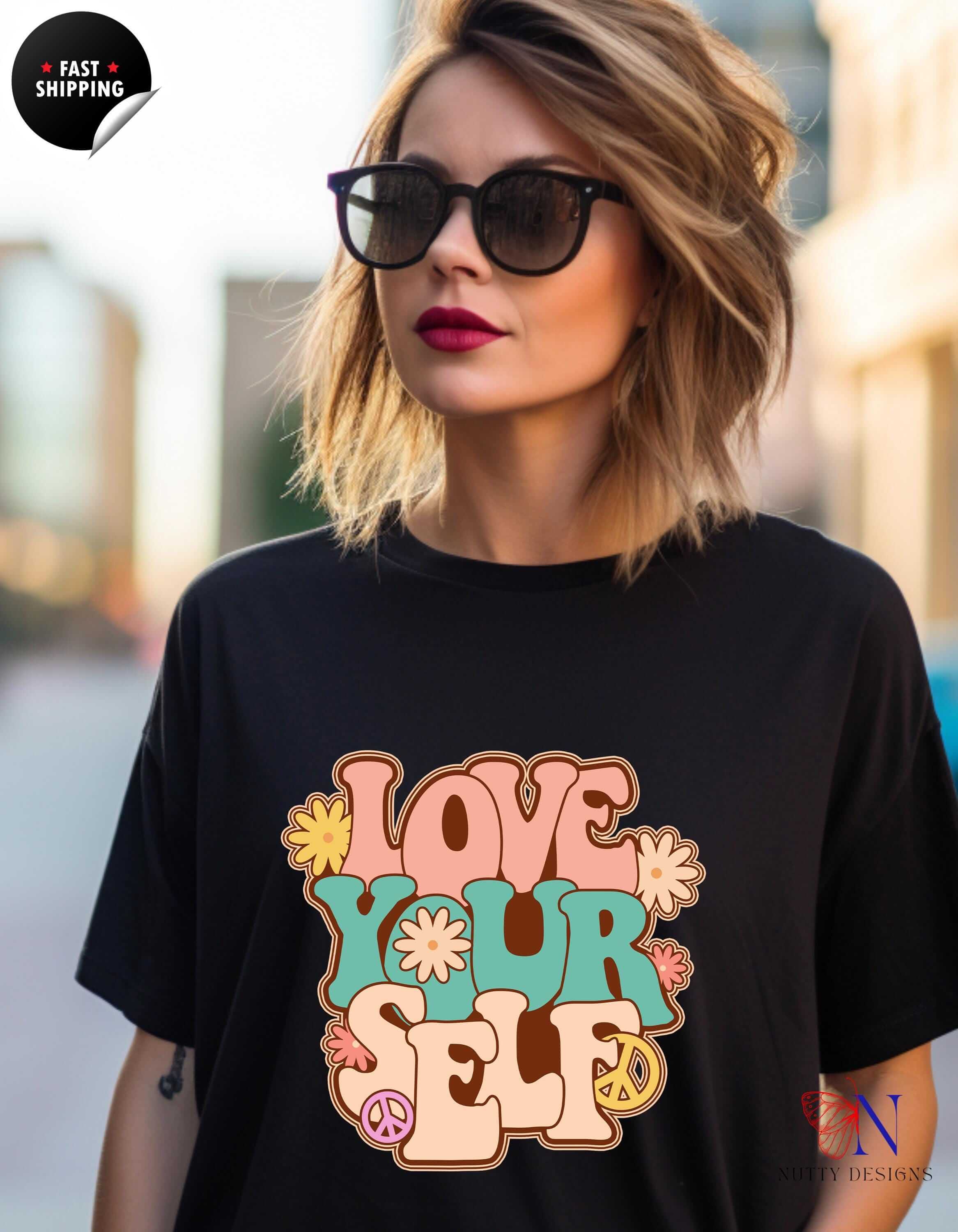 Positive Vibes Retro Love Yourself Vintage Inspired Self Love Posit...