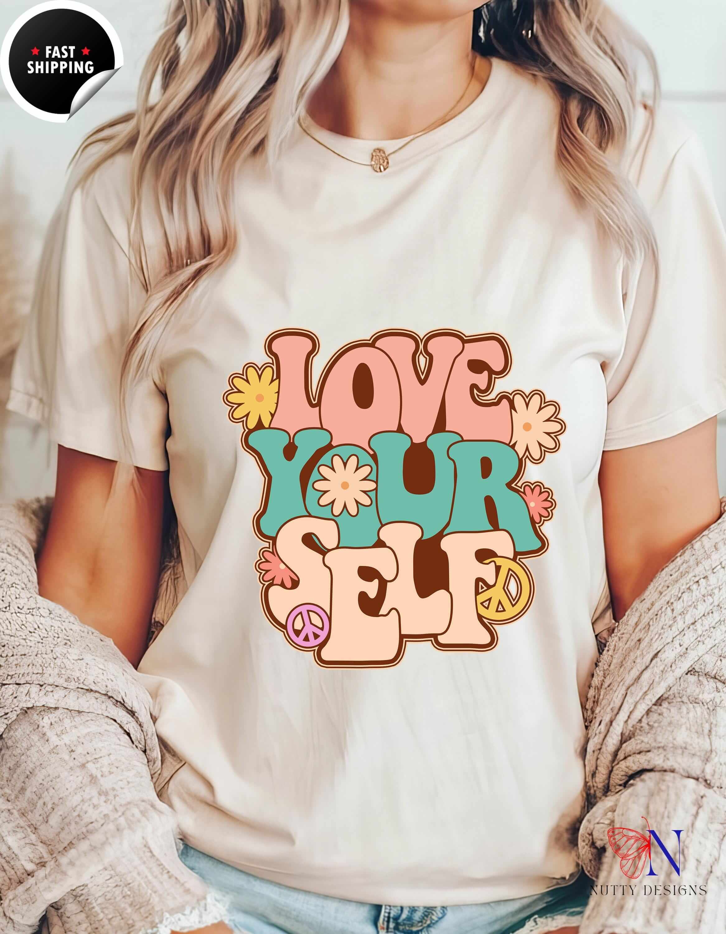 Positive Vibes Retro Love Yourself Vintage Inspired Self Love Posit...