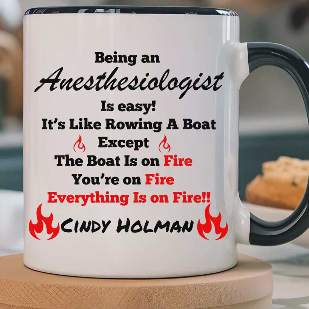 Load video: Funny Work Mug, Personalized Mug, Being An Anesthesiologist Is Easy Accent Coffee Cup (11, 15oz), Gift For Coworker, Team Building Merch