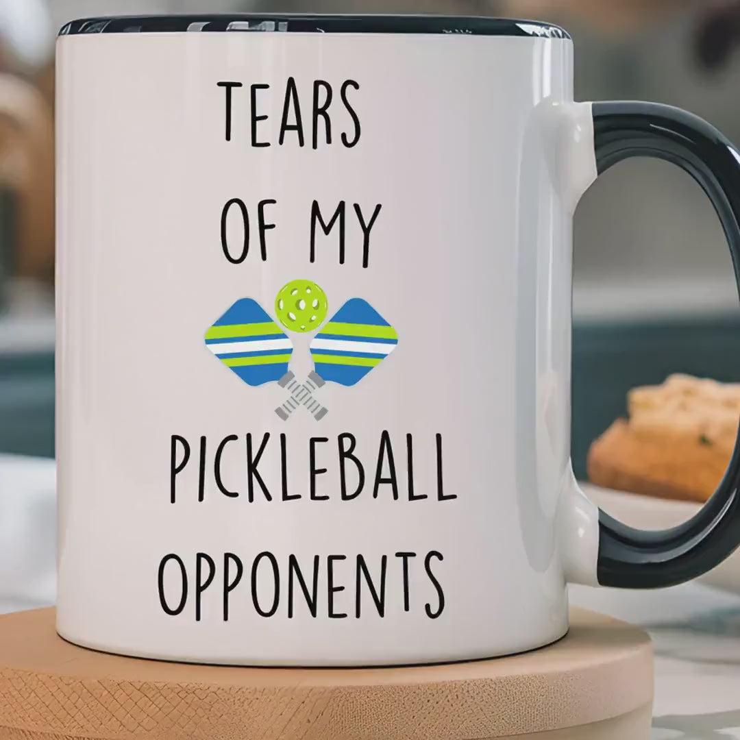 Load video: Funny Coffee Mug, Personalized Mug, Tears Of My Pickleball Opponents, Accent Cup (11oz, 15oz), Sarcastic Tea Coffee Cup, Gift Under 20